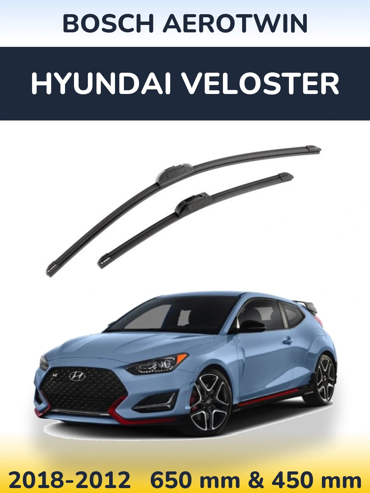 Komplet przednich wycieraczek BOSCH AeroTwin 650 & 450 mm do Hyundai Veloster 2018-2012