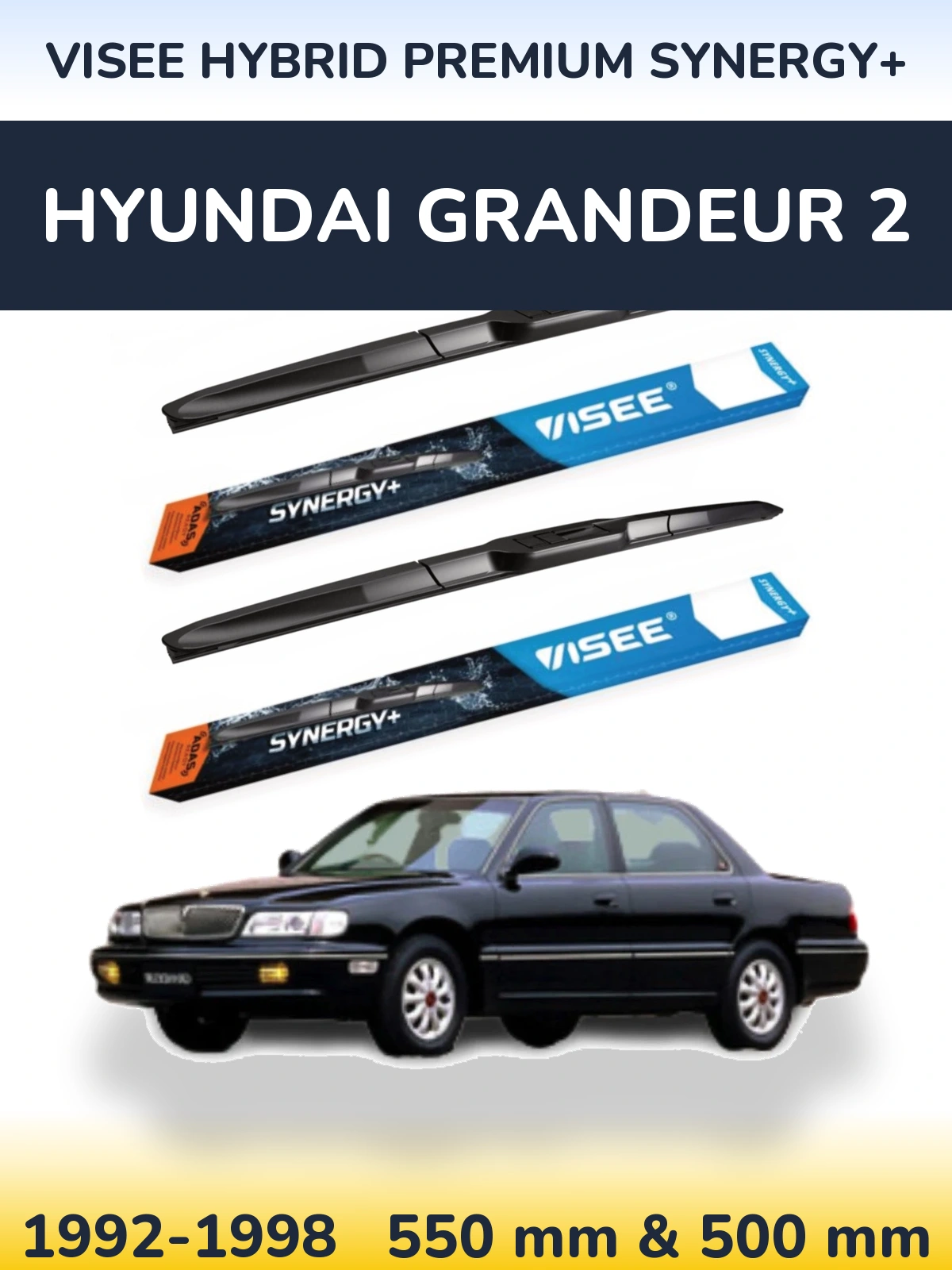 Комплект передних дворников VISEE HYBRID PREMIUM SYNERGY+ 550 & 500 мм для Hyundai Grandeur 2 1992-1998