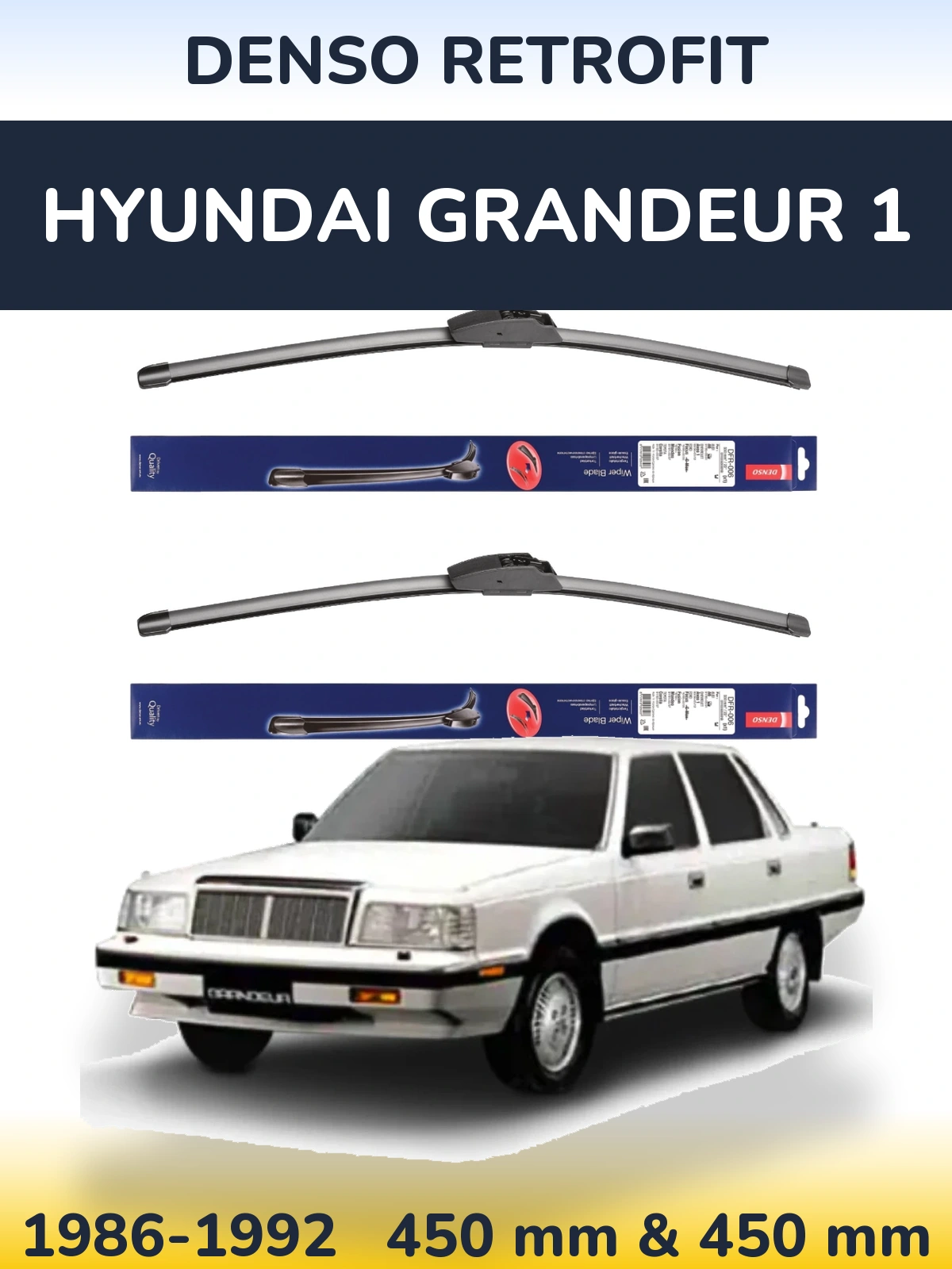 Komplet przednich wycieraczek Denso Retrofit 450 & 450 mm do Hyundai Grandeur 1 1986-1992