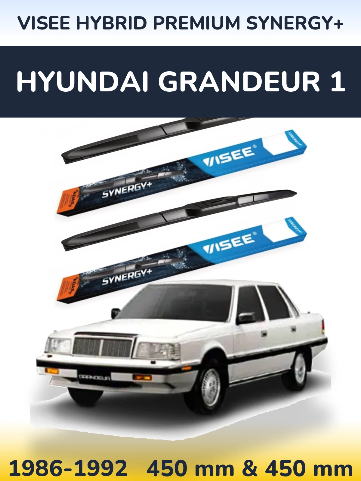 Комплект передних дворников VISEE HYBRID PREMIUM SYNERGY+ 450 & 450 мм для Hyundai Grandeur 1 1986-1992