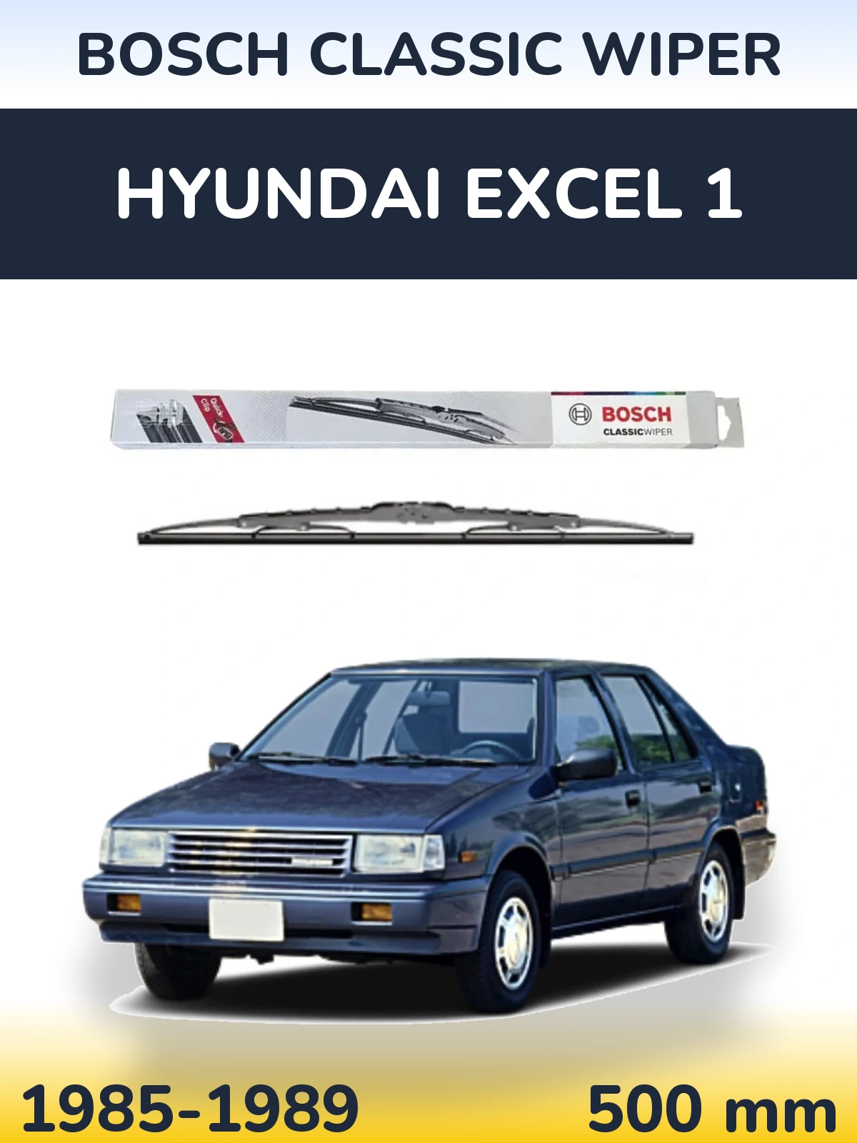 Rear wiper blade BOSCH Classic Wiper 500 mm for Hyundai Excel 1 1985-1989