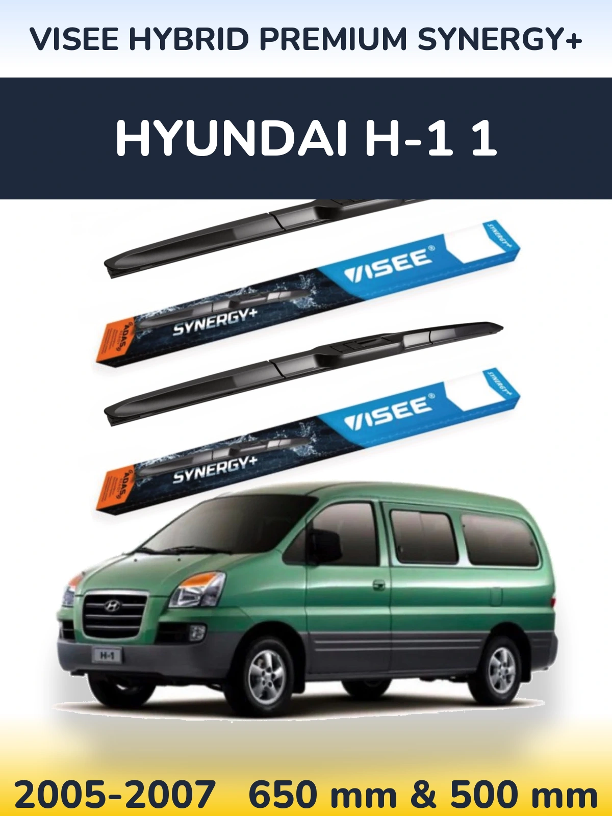 Комплект передних дворников VISEE HYBRID PREMIUM SYNERGY+ 650 & 500 мм для Hyundai H-1 1 2005-2007
