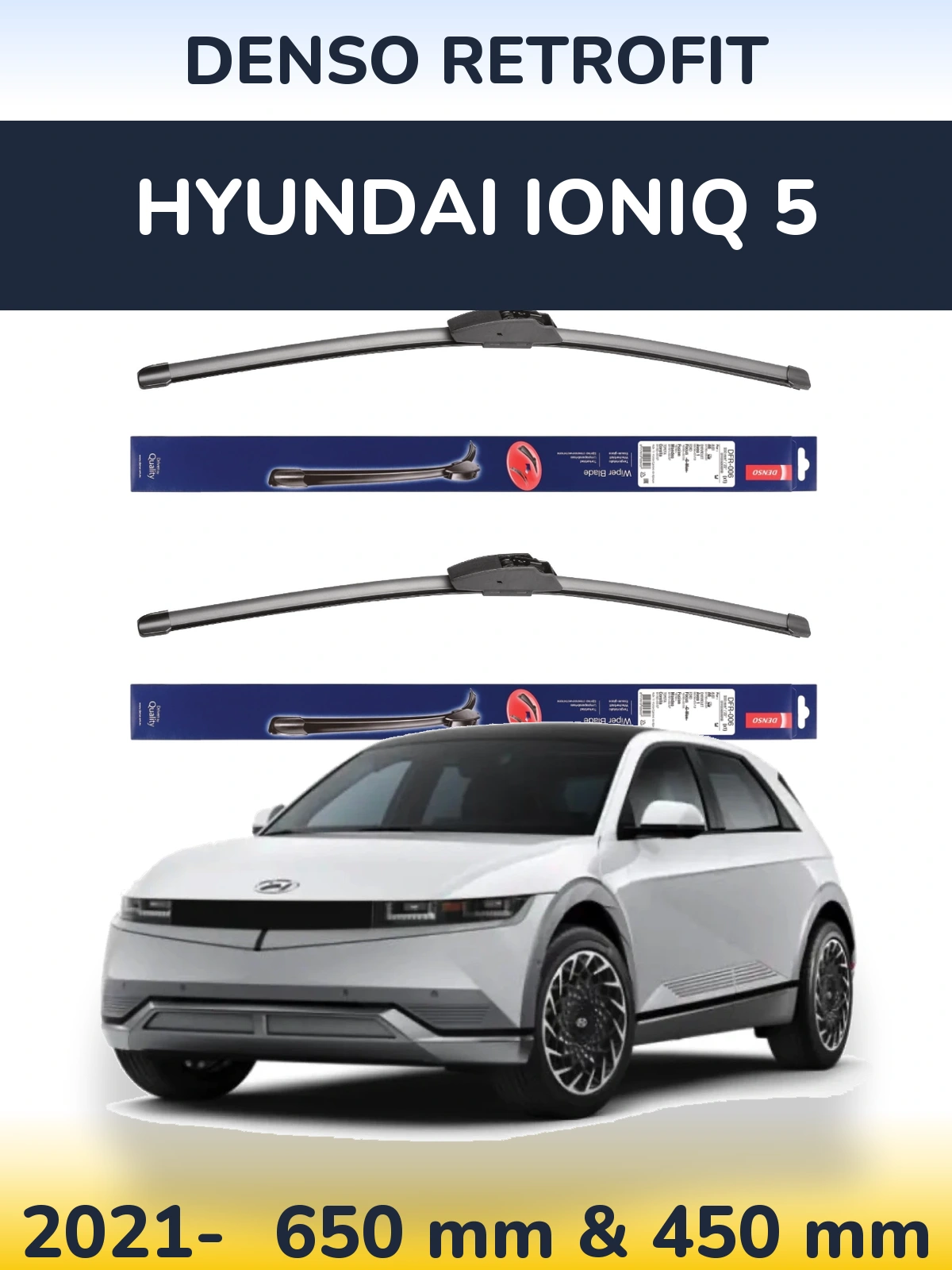 Komplet przednich wycieraczek Denso Retrofit 650 & 450 mm do Hyundai IONIQ 5 2021-2026