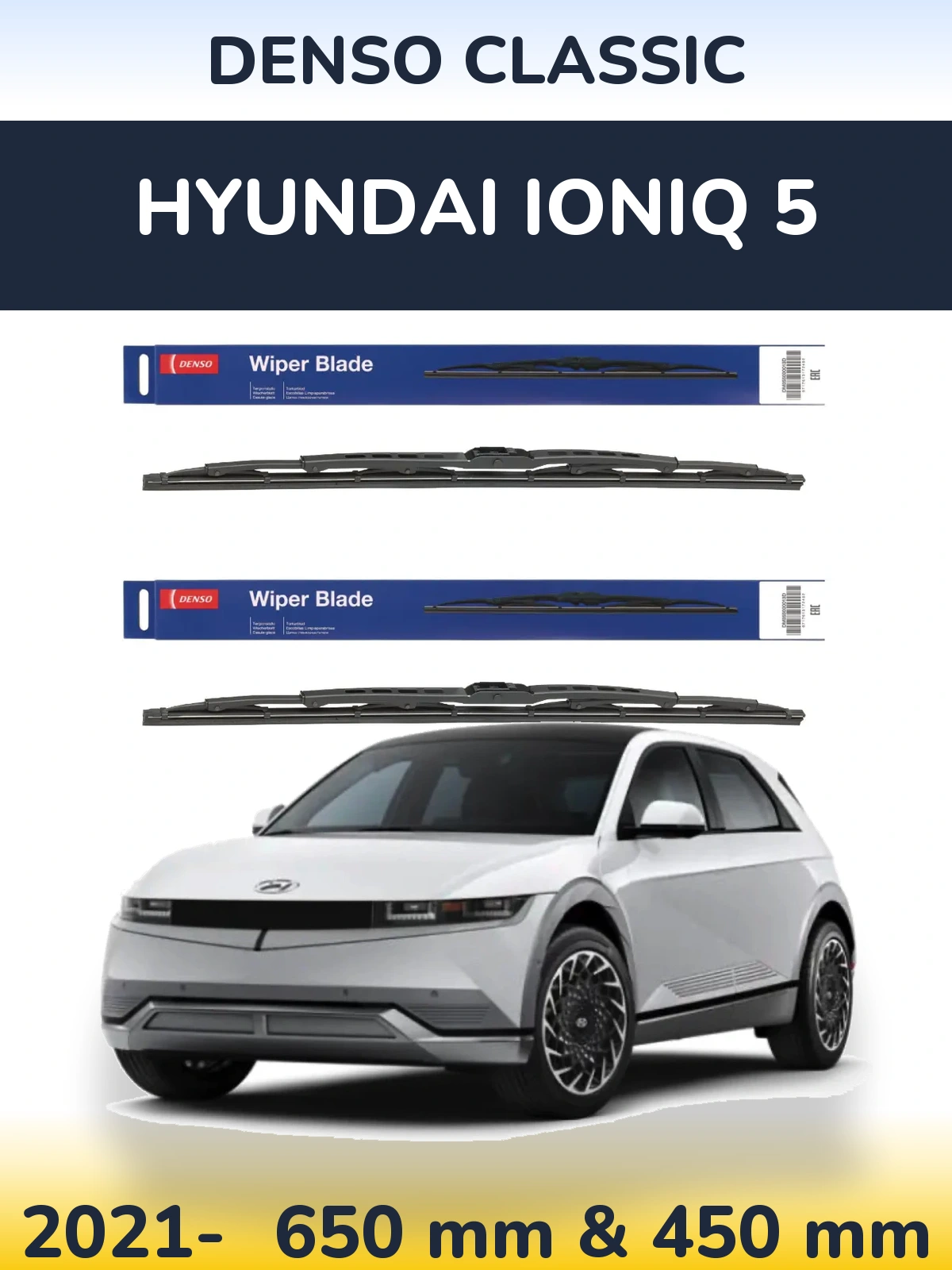 Komplet przednich wycieraczek Denso Classic 650 & 450 mm do Hyundai IONIQ 5 2021-2026