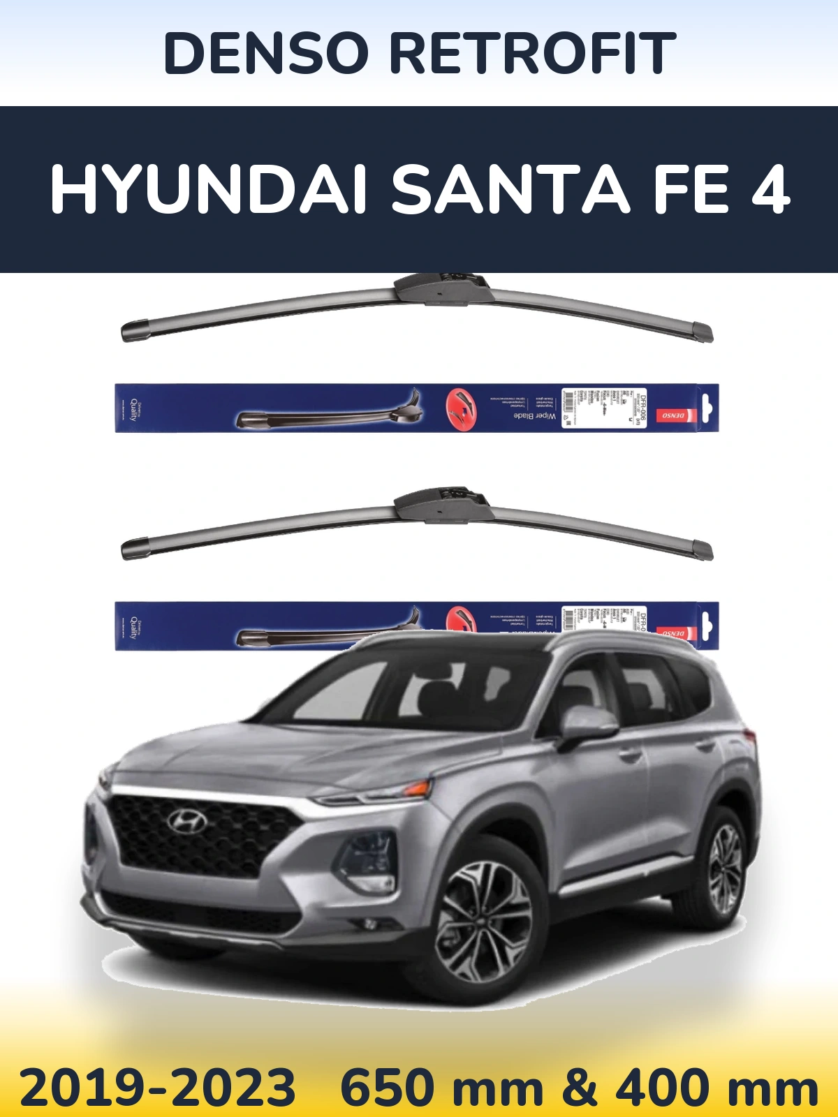 Комплект передних дворников Denso Retrofit 650 & 400 мм для Hyundai Santa Fe 4 2019-2023