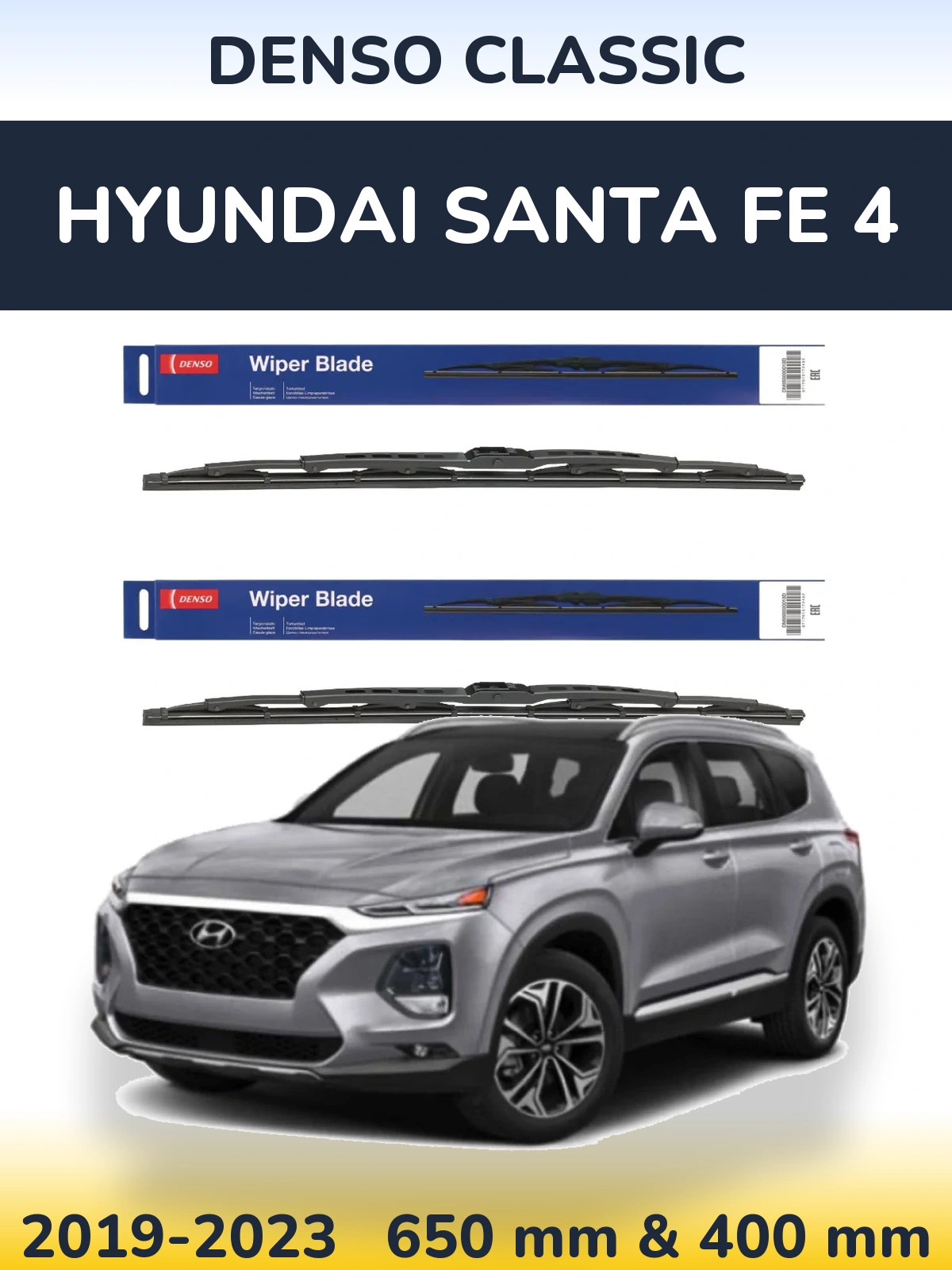 Komplet przednich wycieraczek Denso Classic 650 & 400 mm do Hyundai Santa Fe 4 2019-2023