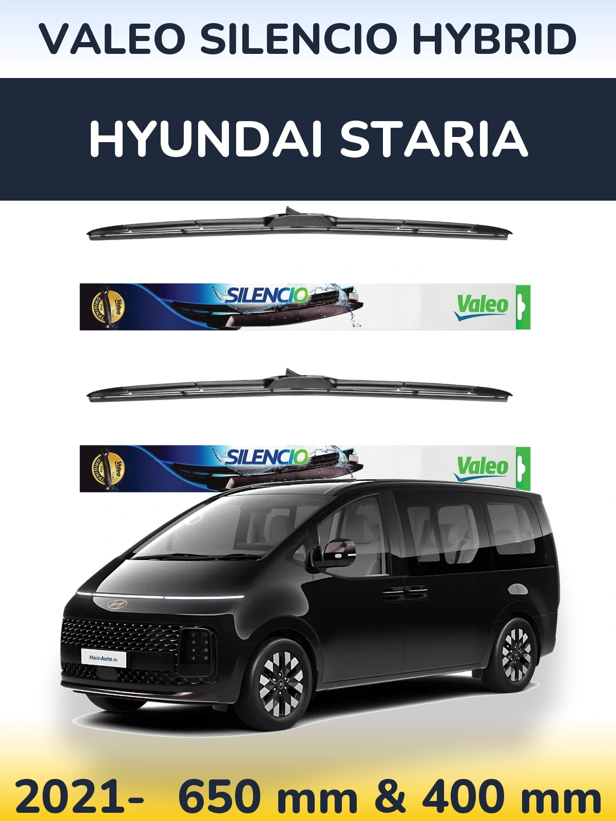 Комплект передних дворников Valeo Silencio Hybrid 650 & 400 мм для Hyundai Staria 2021-2026