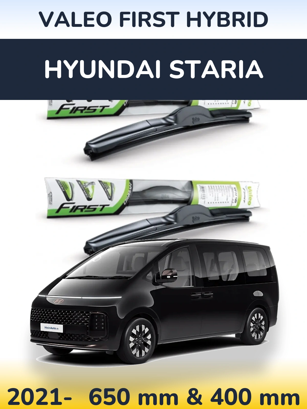 Комплект передних дворников Valeo First Hybrid 650 & 400 мм для Hyundai Staria 2021-2026