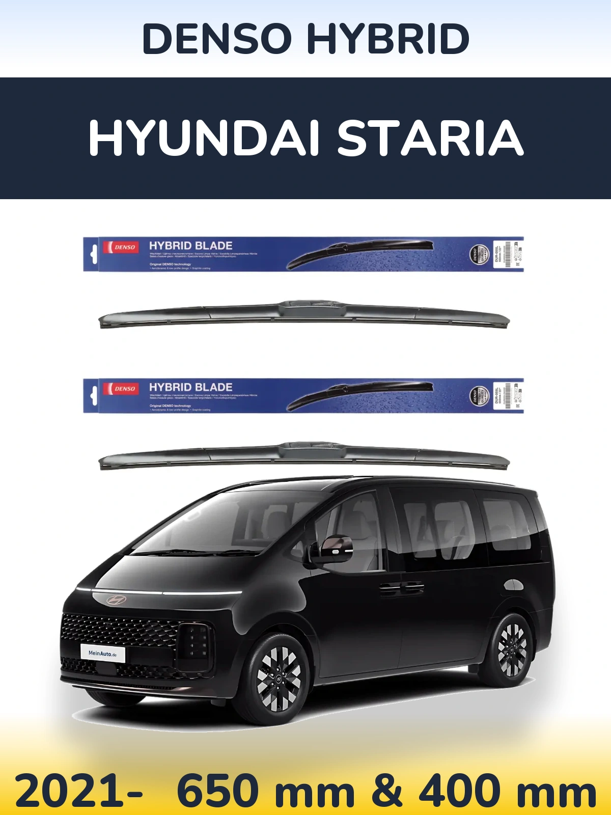 Komplet przednich wycieraczek Denso Hybrid 650 & 400 mm do Hyundai Staria 2021-2026