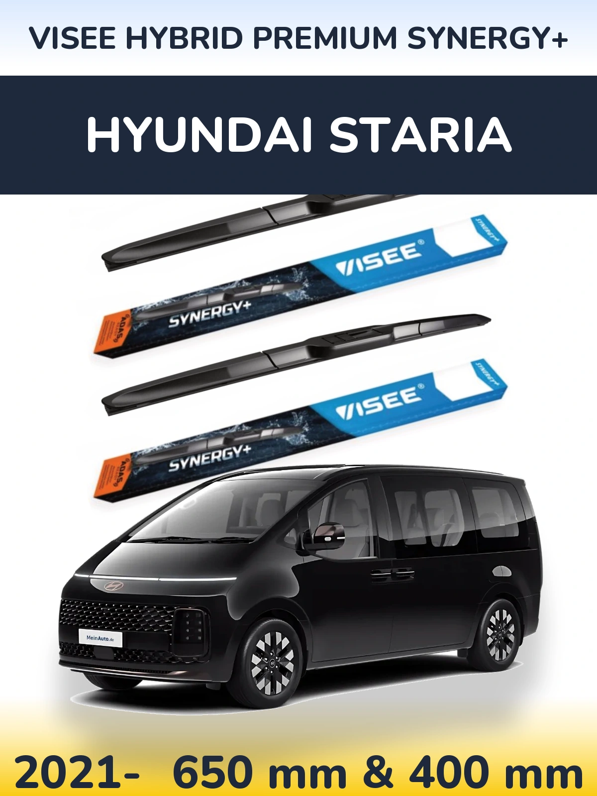 Комплект передних дворников VISEE HYBRID PREMIUM SYNERGY+ 650 & 400 мм для Hyundai Staria 2021-2026
