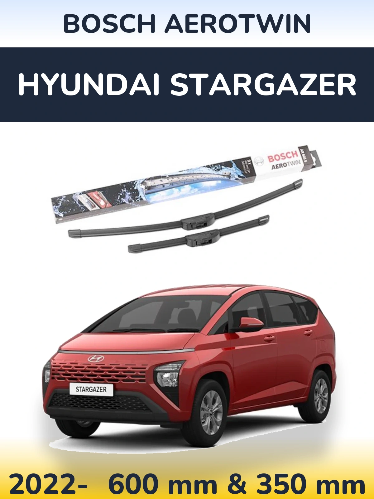 Komplet przednich wycieraczek BOSCH AeroTwin 600 & 350 mm do Hyundai Stargazer 2022-2026