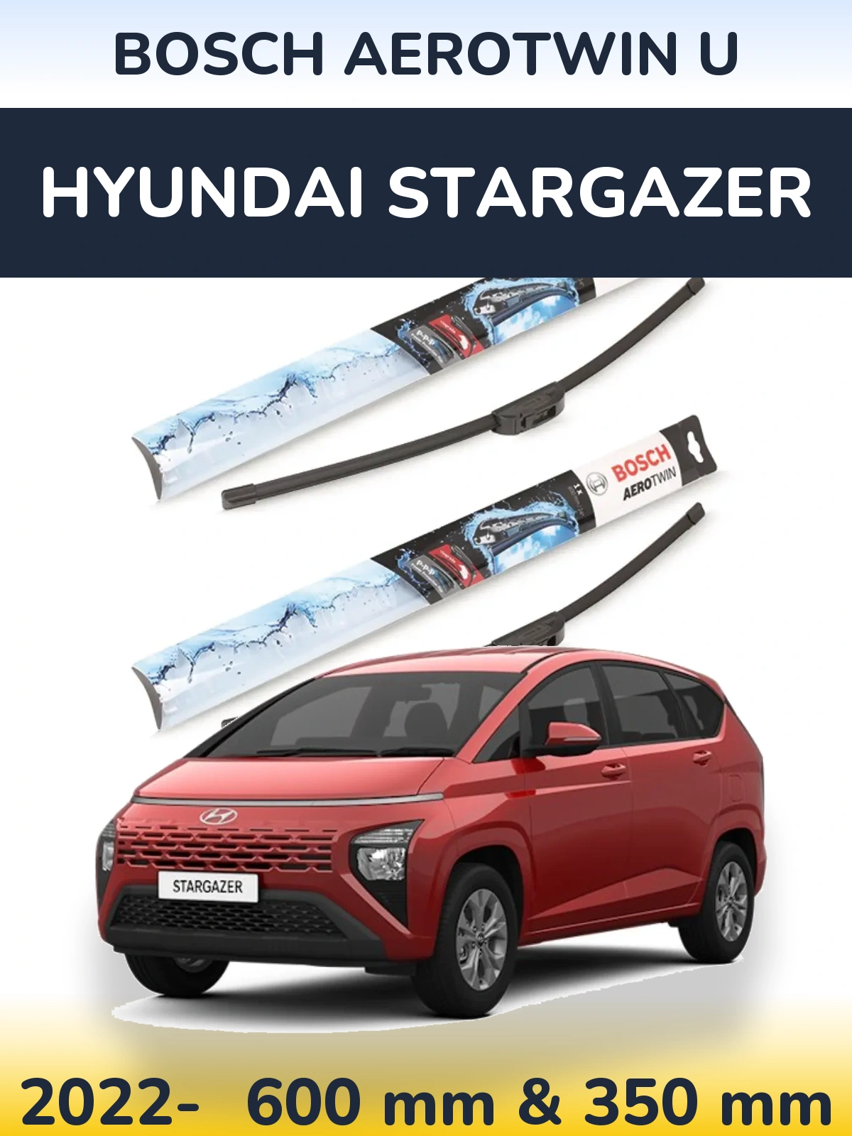 Komplet przednich wycieraczek BOSCH AeroTwin U 600 & 350 mm do Hyundai Stargazer 2022-2026