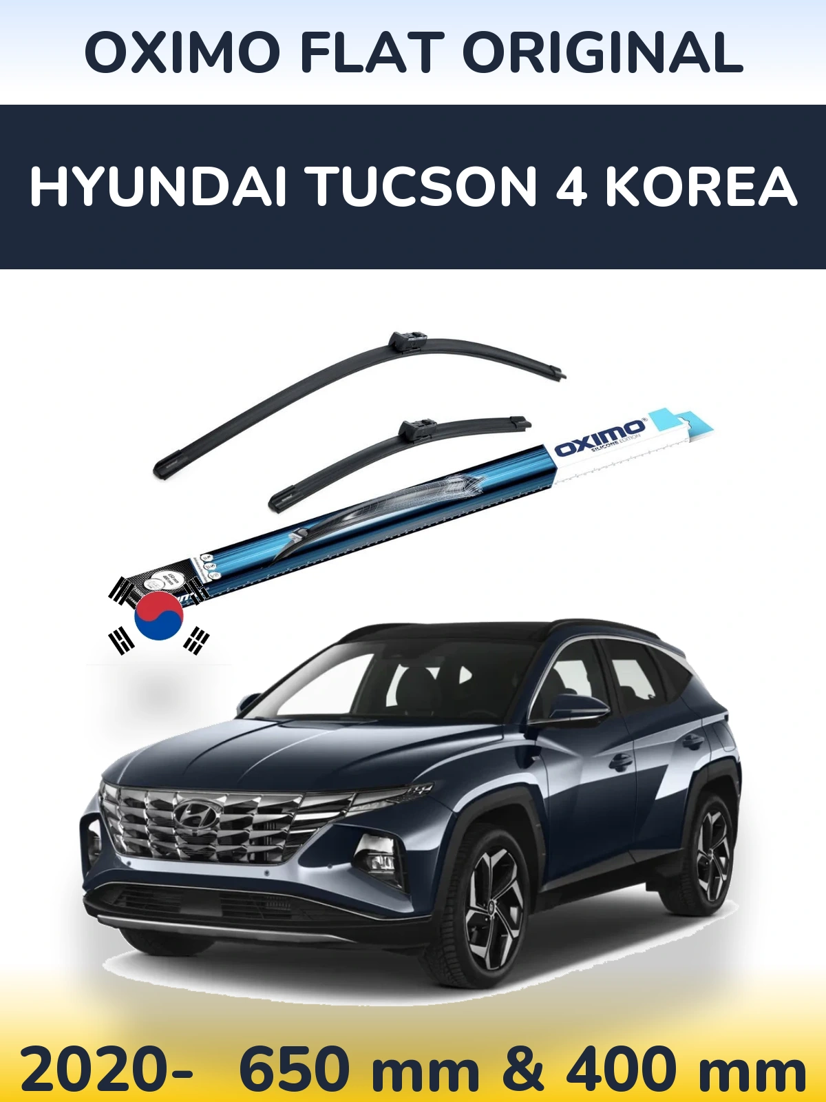 Komplet przednich wycieraczek Oximo Flat Original 650 & 400 mm do Hyundai Tucson 4 Korea 2020-2026