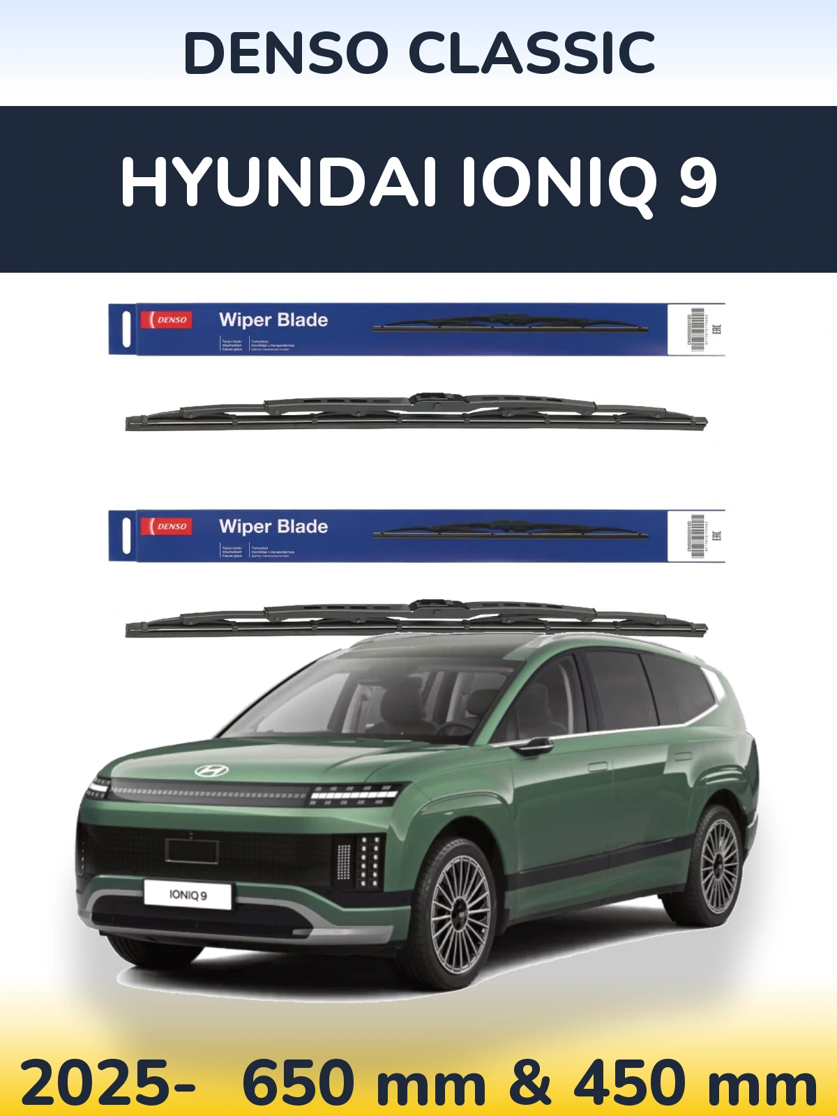 Komplet przednich wycieraczek Denso Classic 650 & 450 mm do Hyundai IONIQ 9 2025-2026