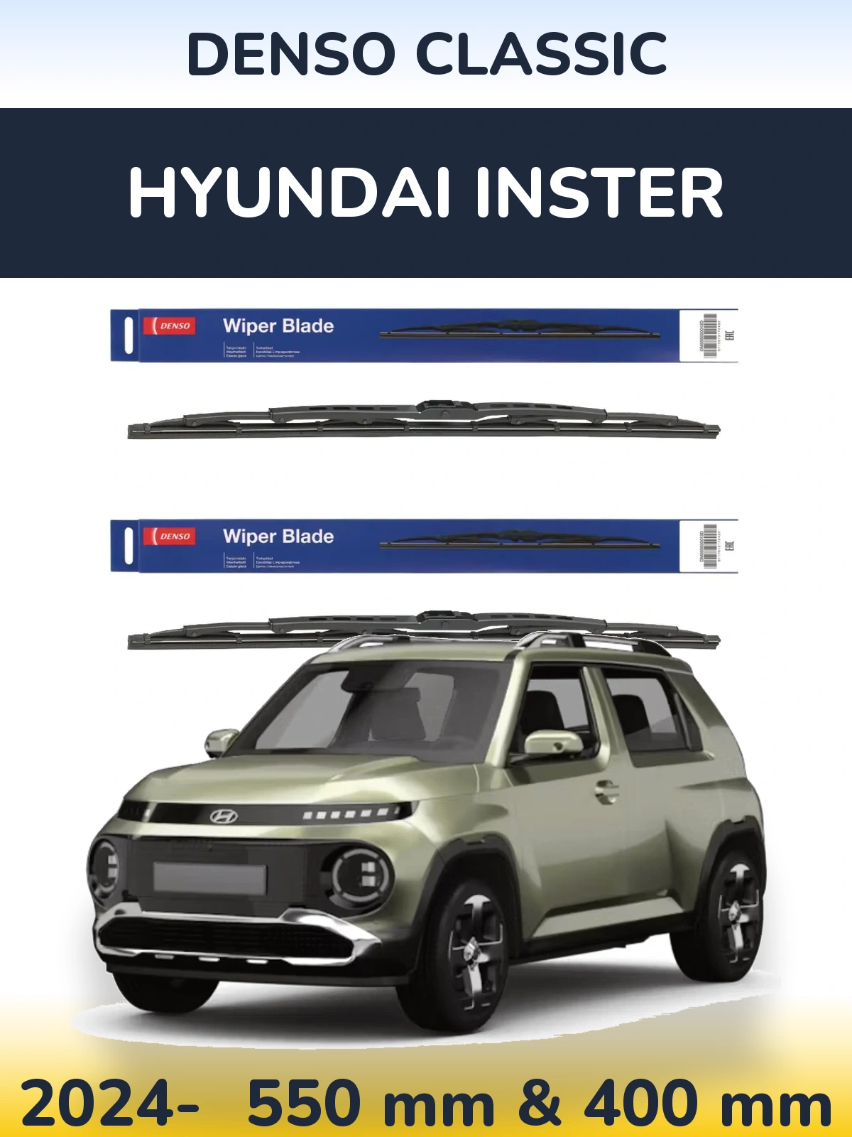 Komplet przednich wycieraczek Denso Classic 550 & 400 mm do Hyundai Inster 2024-2026