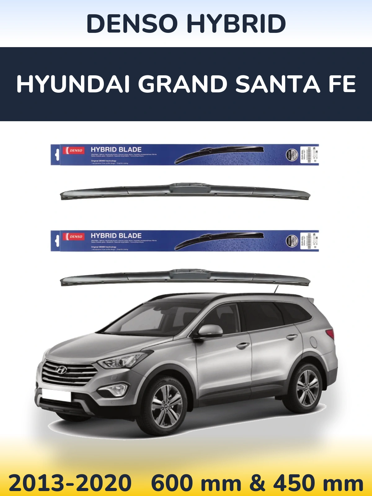 Komplet przednich wycieraczek Denso Hybrid 600 & 450 mm do Hyundai Grand Santa Fe 2013-2020