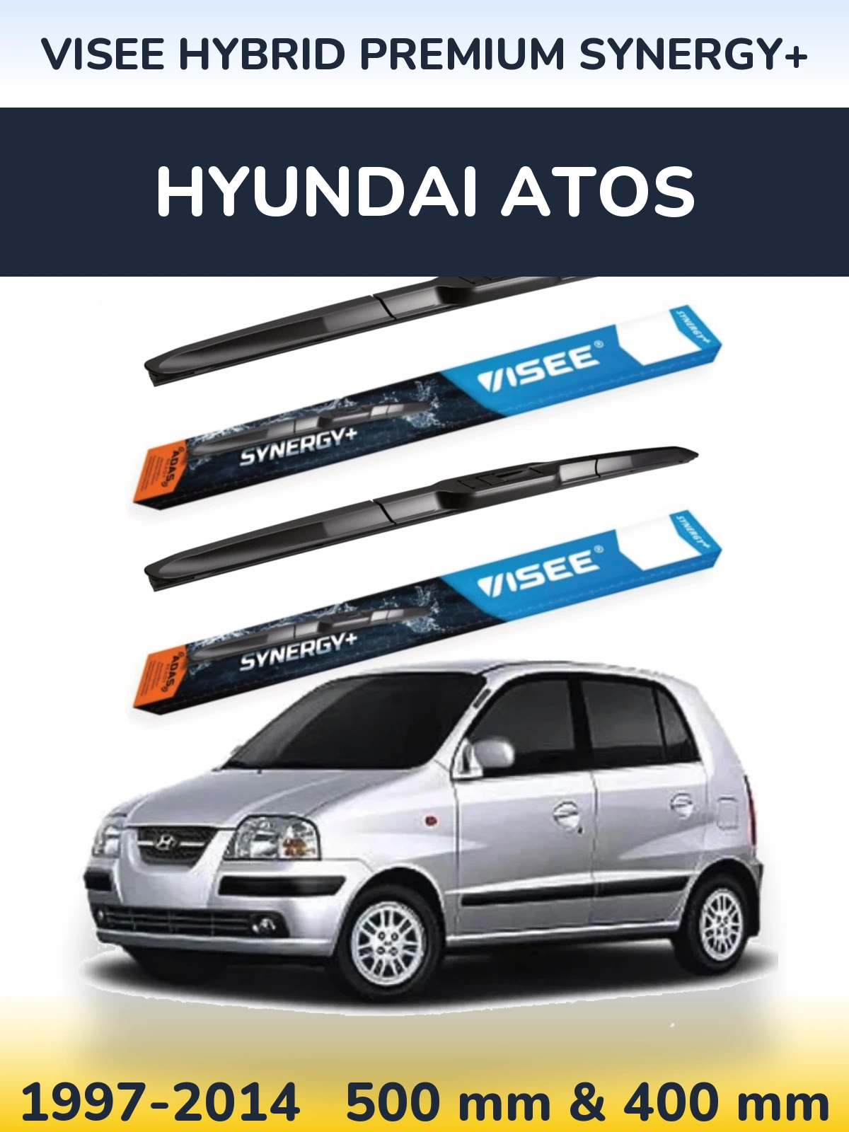 Komplet przednich wycieraczek VISEE HYBRID PREMIUM SYNERGY+ 500 & 400 mm do Hyundai Atos 1997-2014