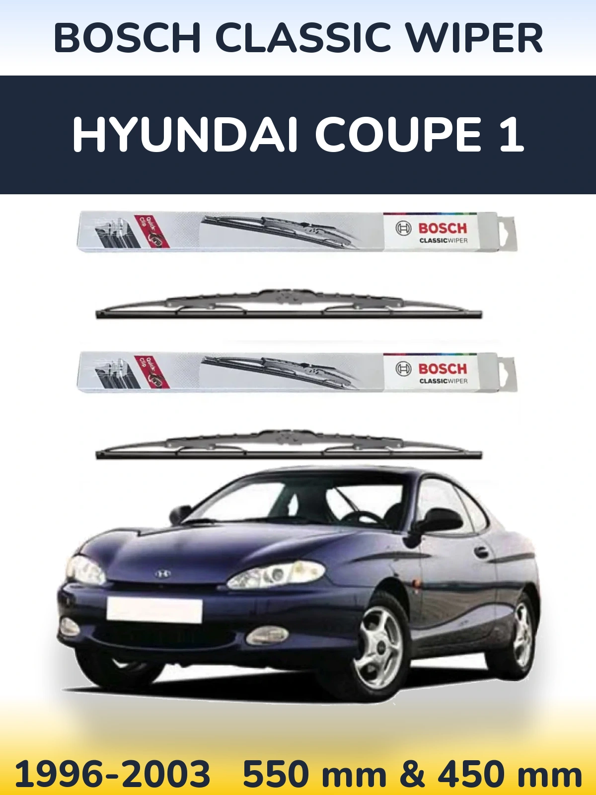 Комплект передних дворников BOSCH Classic Wiper 550 & 450 мм для Hyundai Coupe 1 1996-2003