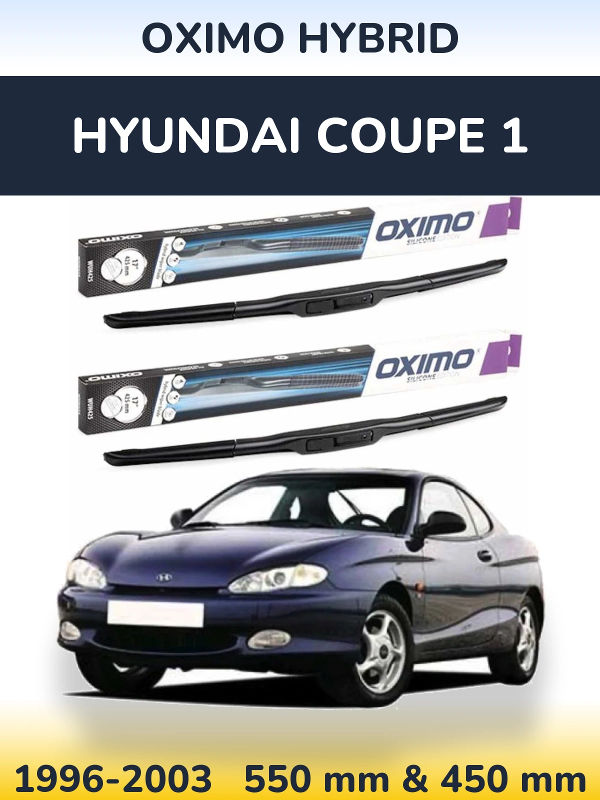 Комплект передних дворников Oximo Hybrid 550 & 450 мм для Hyundai Coupe 1 1996-2003