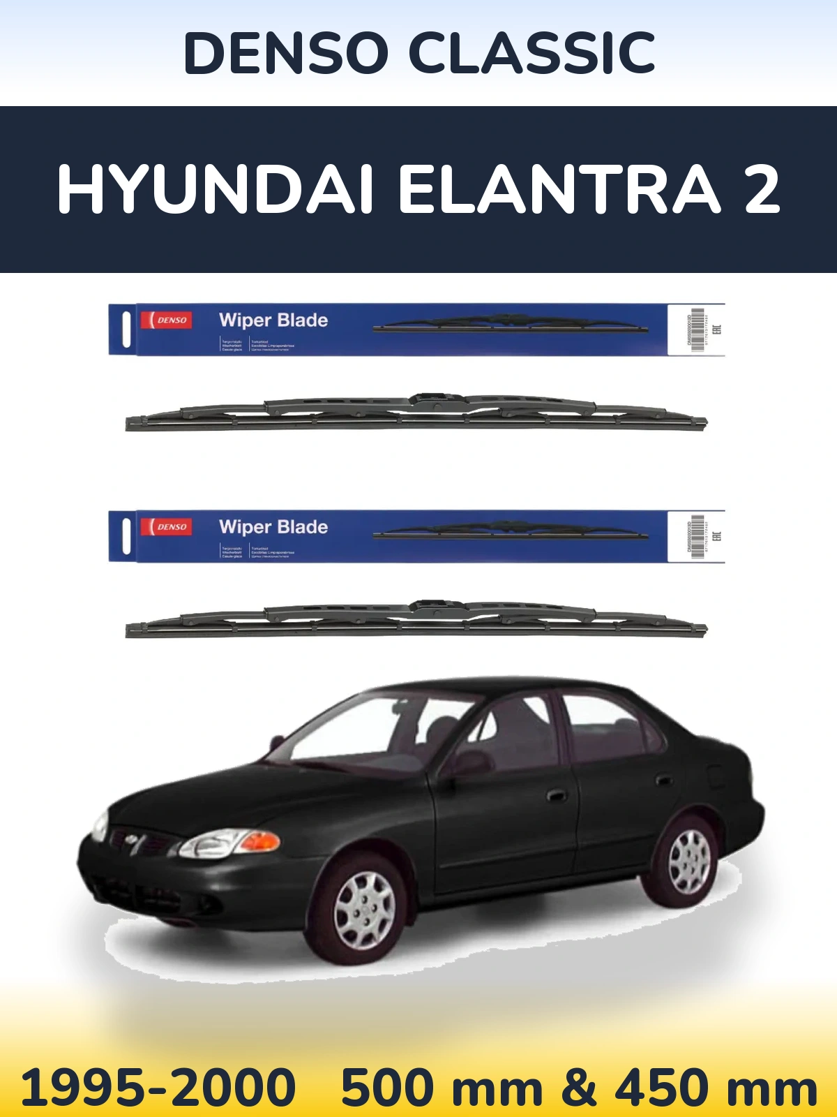 Komplet przednich wycieraczek Denso Classic 500 & 450 mm do Hyundai Elantra 2 1995-2000