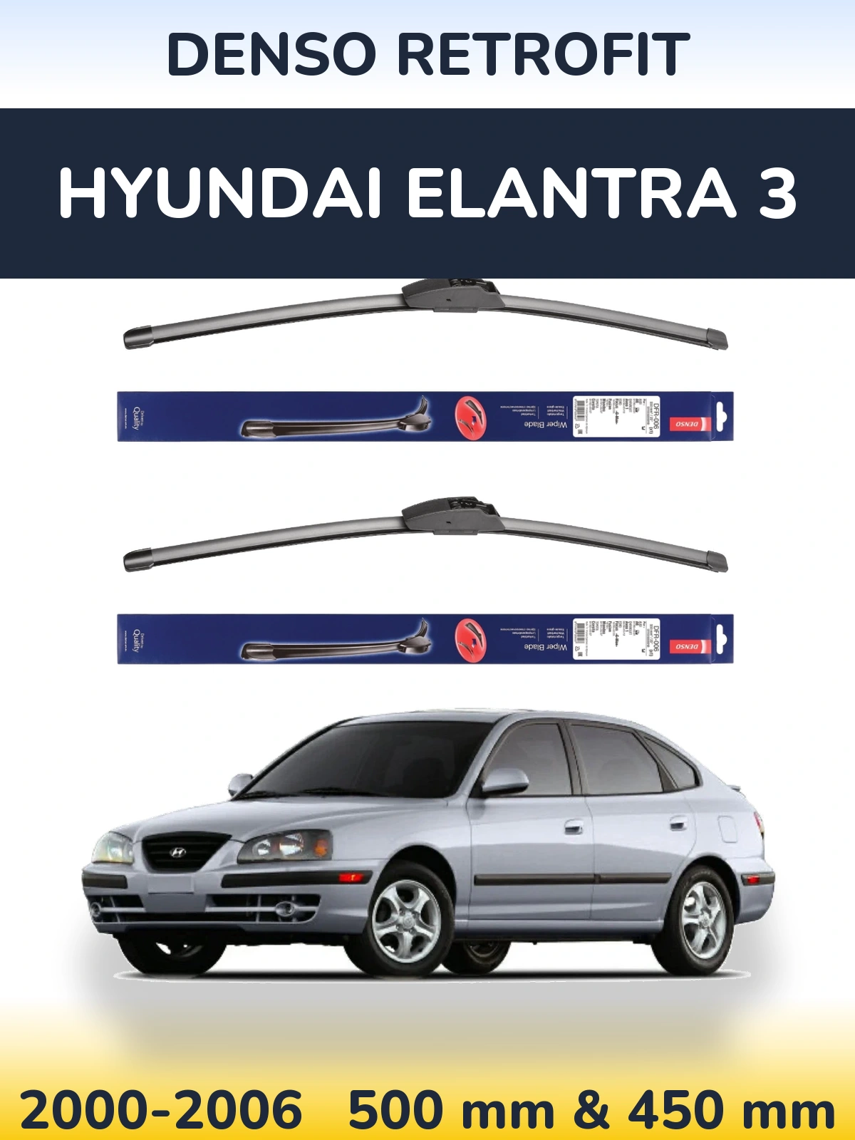 Комплект передних дворников Denso Retrofit 500 & 450 мм для Hyundai Elantra 3 2000-2006