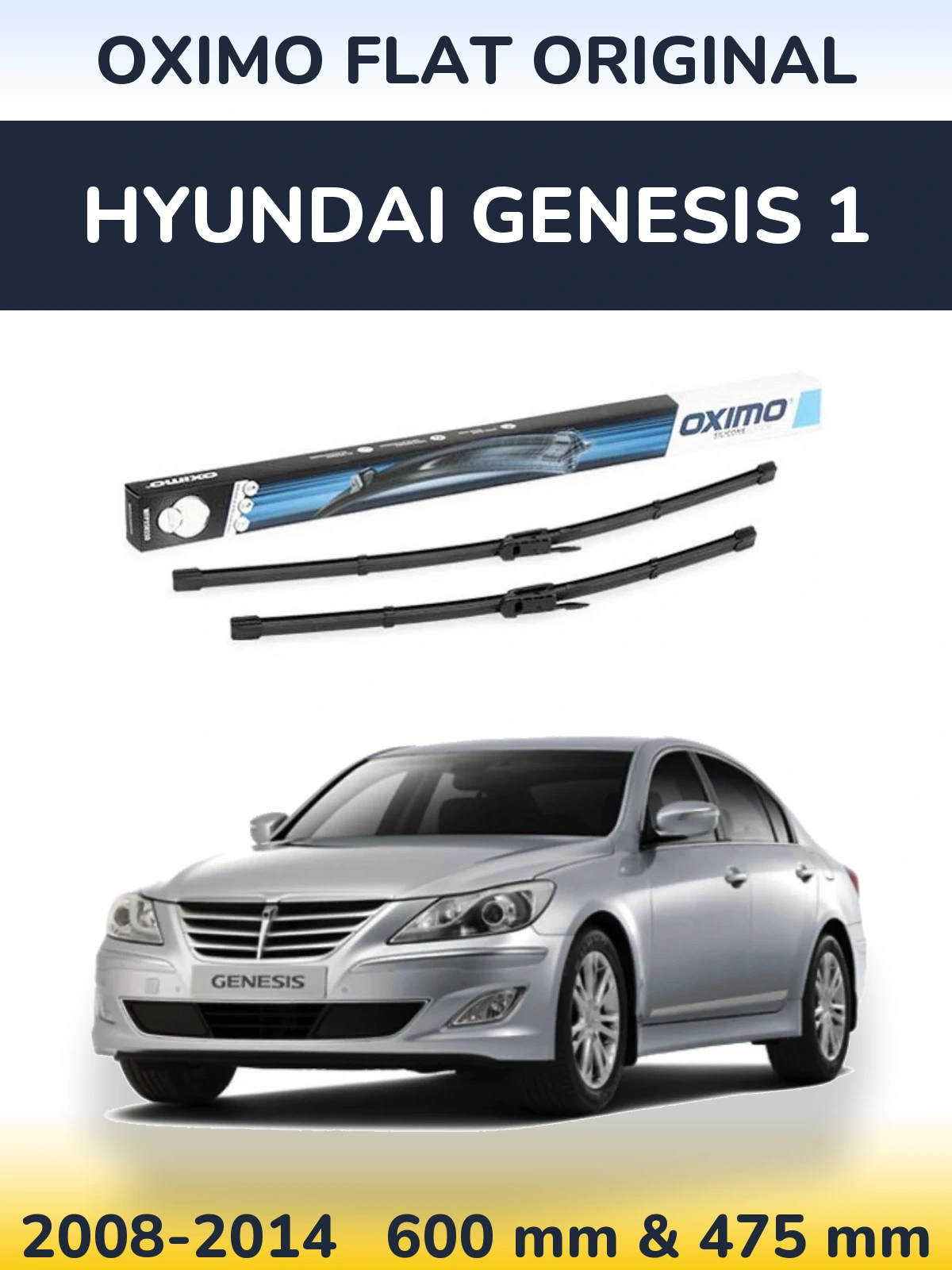 Комплект передних дворников Oximo Flat Original 600 & 475 мм для Hyundai Genesis 1 2008-2014