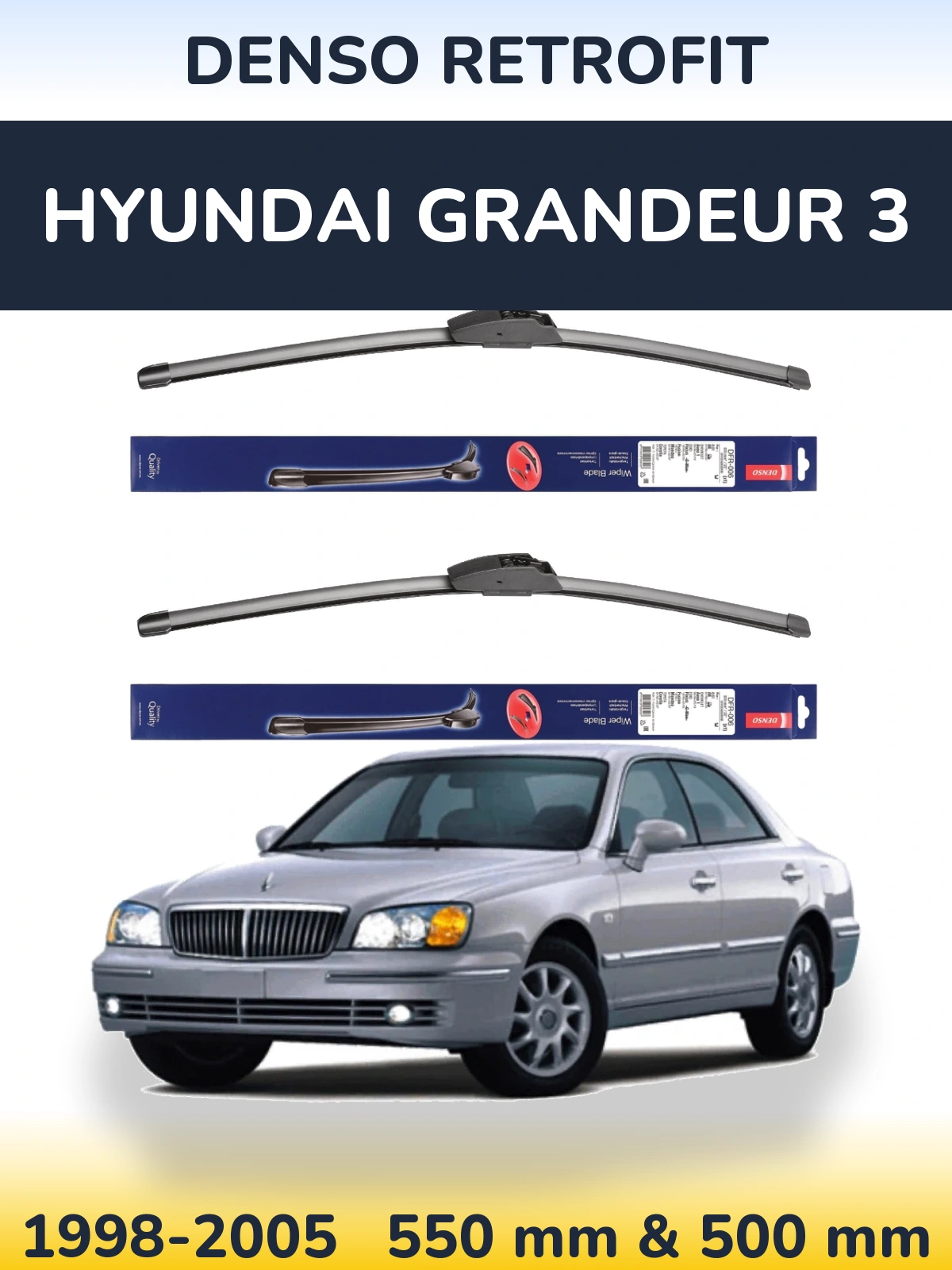 Комплект передних дворников Denso Retrofit 550 & 500 мм для Hyundai Grandeur 3 1998-2005