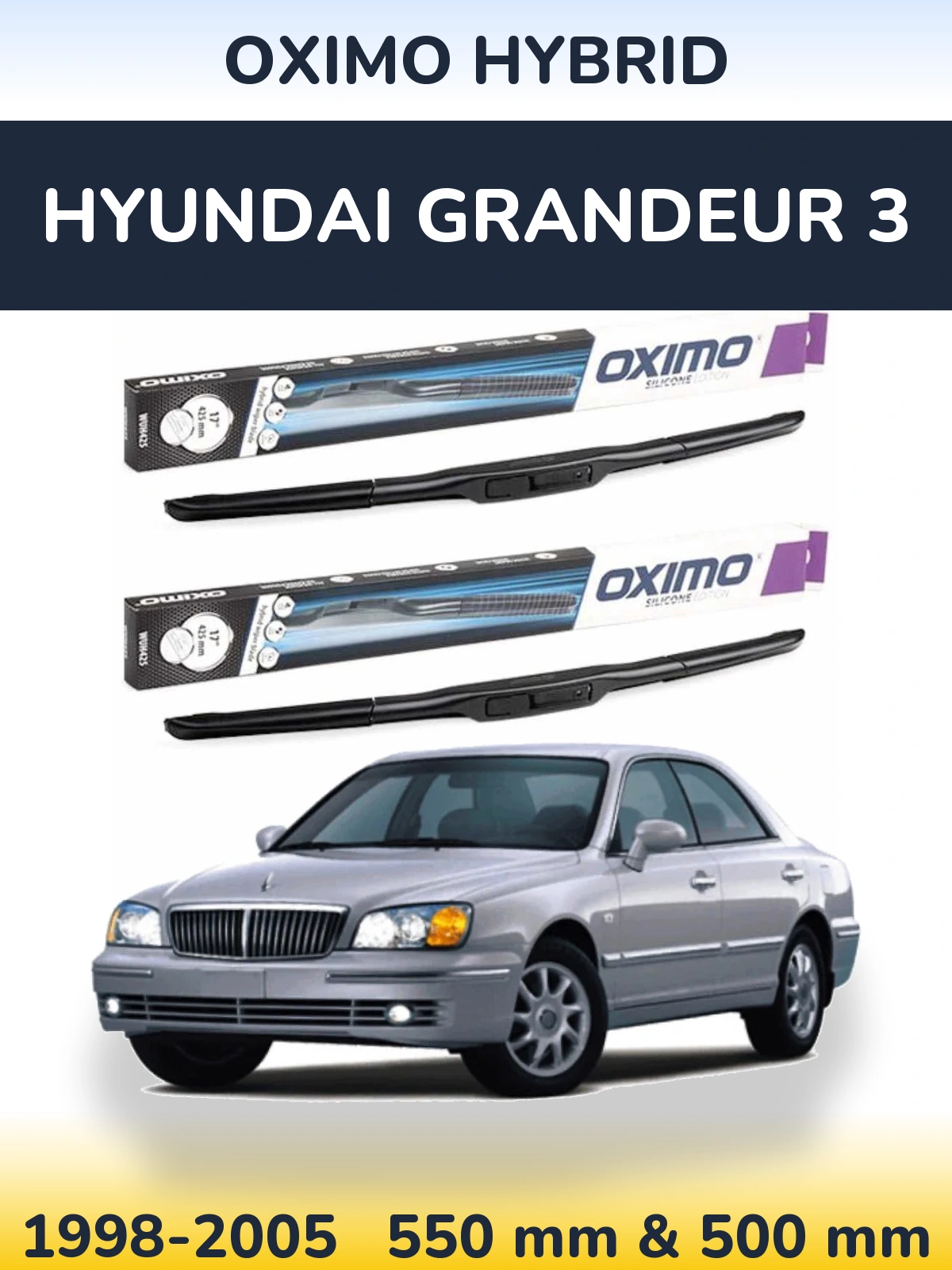 Komplet przednich wycieraczek Oximo Hybrid 550 & 500 mm do Hyundai Grandeur 3 1998-2005
