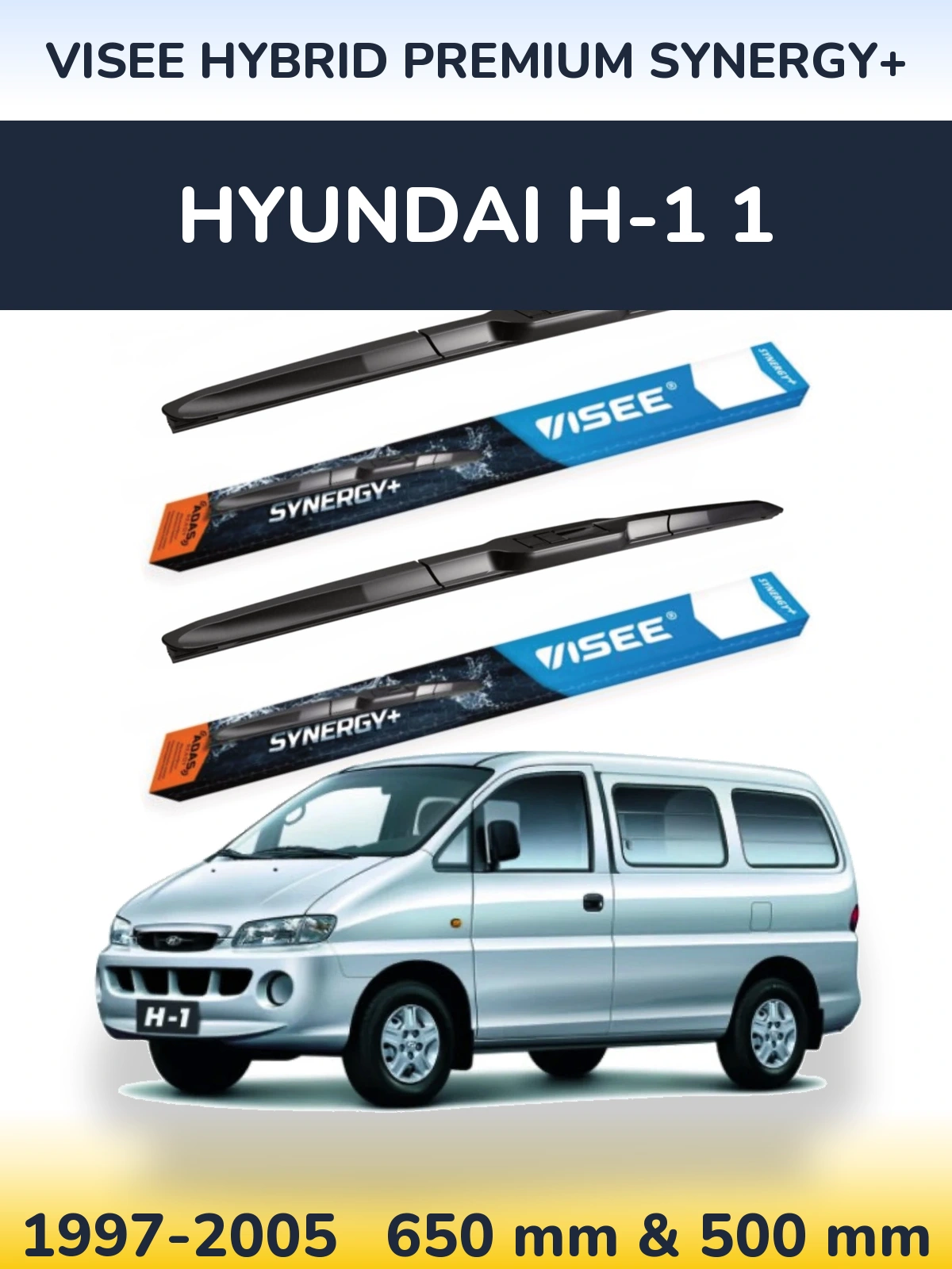 Комплект передних дворников VISEE HYBRID PREMIUM SYNERGY+ 650 & 500 мм для Hyundai H-1 1 1997-2005