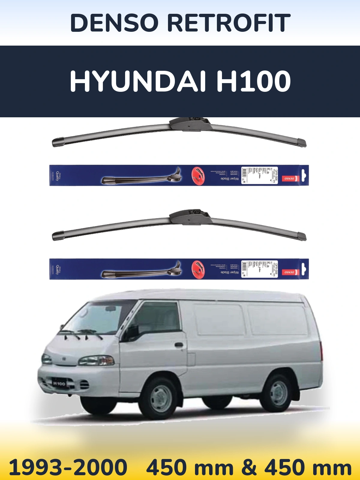 Komplet przednich wycieraczek Denso Retrofit 450 & 450 mm do Hyundai H100 1993-2000