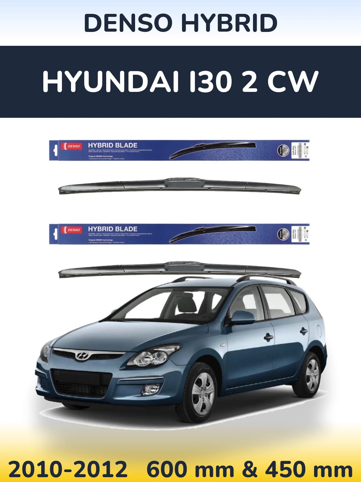 Komplet przednich wycieraczek Denso Hybrid 600 & 450 mm do Hyundai i30 2 CW 2010-2012
