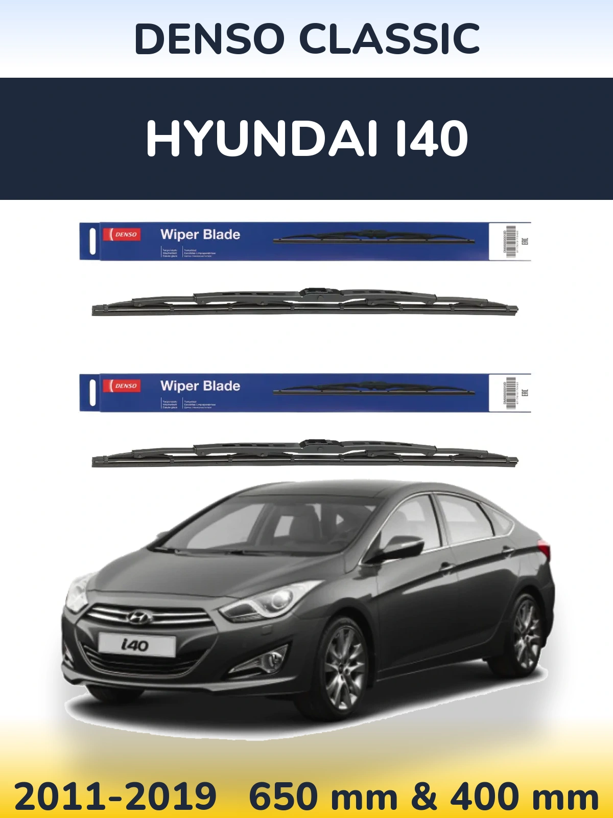 Komplet przednich wycieraczek Denso Classic 650 & 400 mm do Hyundai i40 2011-2019