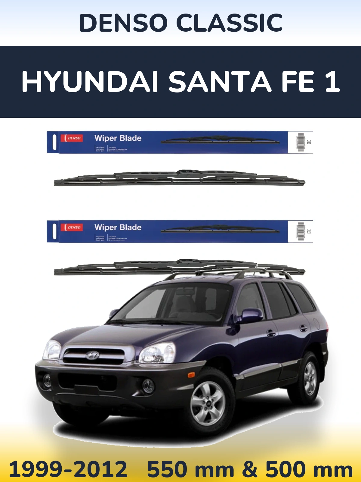 Komplet przednich wycieraczek Denso Classic 550 & 500 mm do Hyundai Santa Fe 1 1999-2012