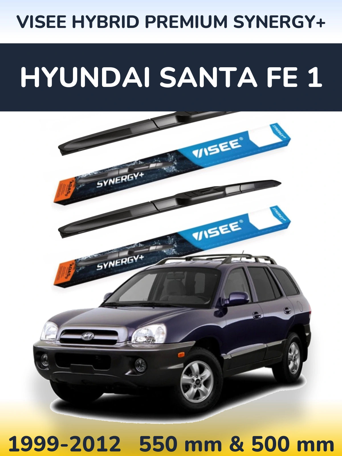 Komplet przednich wycieraczek VISEE HYBRID PREMIUM SYNERGY+ 550 & 500 mm do Hyundai Santa Fe 1 1999-2012