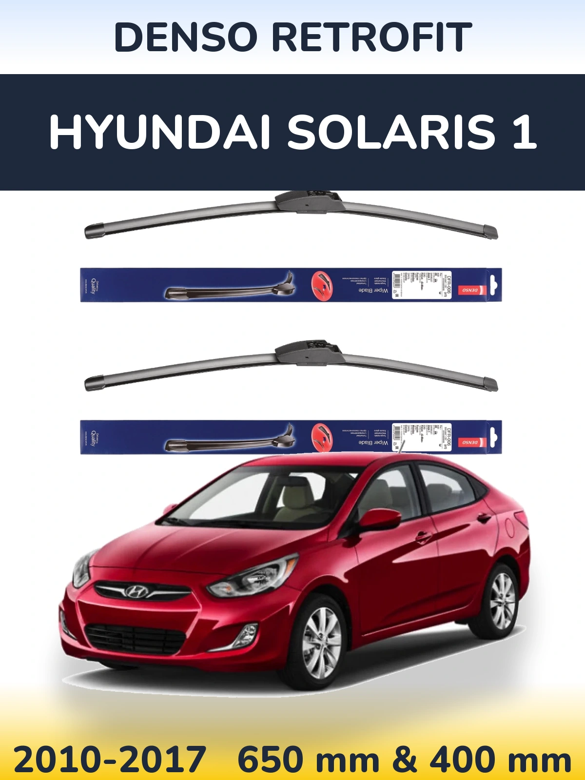 Komplet przednich wycieraczek Denso Retrofit 650 & 400 mm do Hyundai Solaris 1 2010-2017