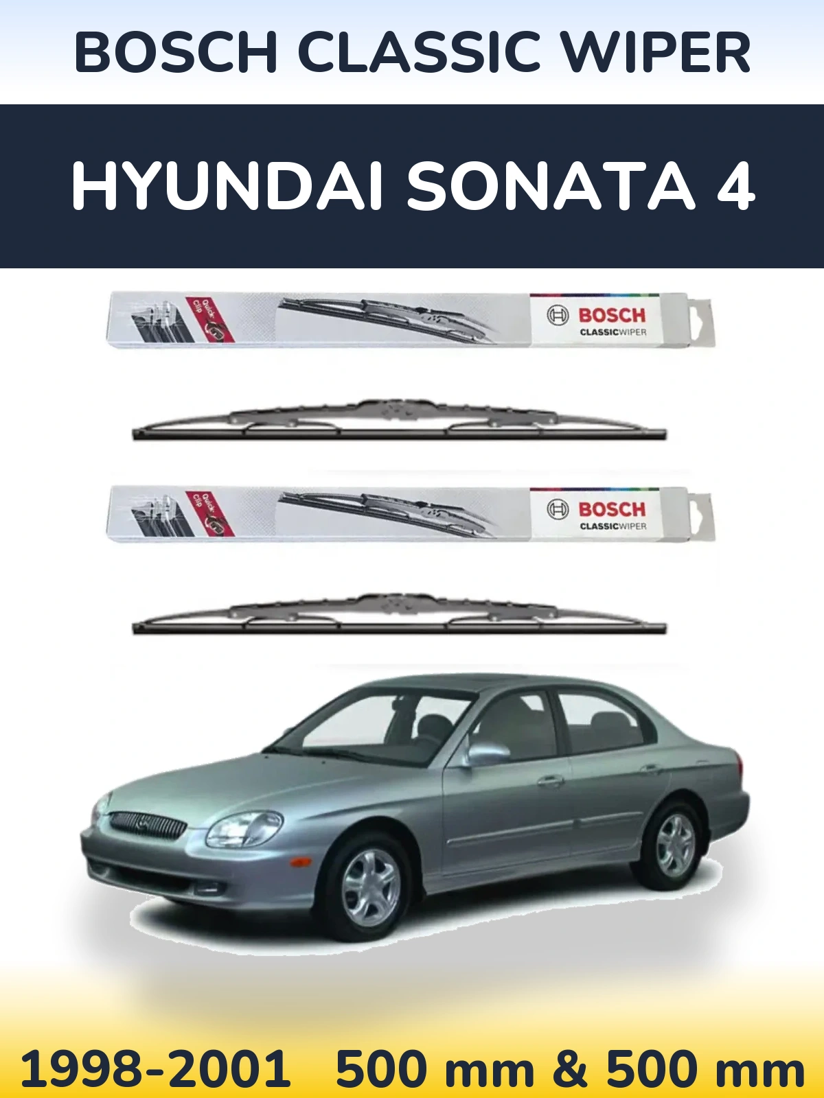 Komplet przednich wycieraczek BOSCH Classic Wiper 500 & 500 mm do Hyundai Sonata 4 1998-2001