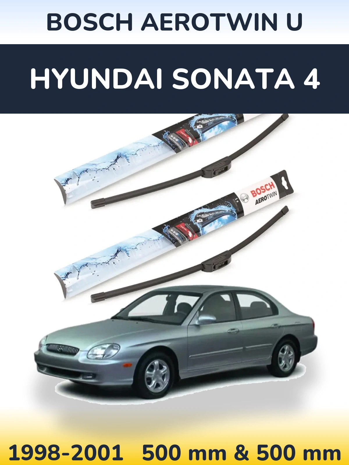 Komplet przednich wycieraczek BOSCH AeroTwin U 500 & 500 mm do Hyundai Sonata 4 1998-2001