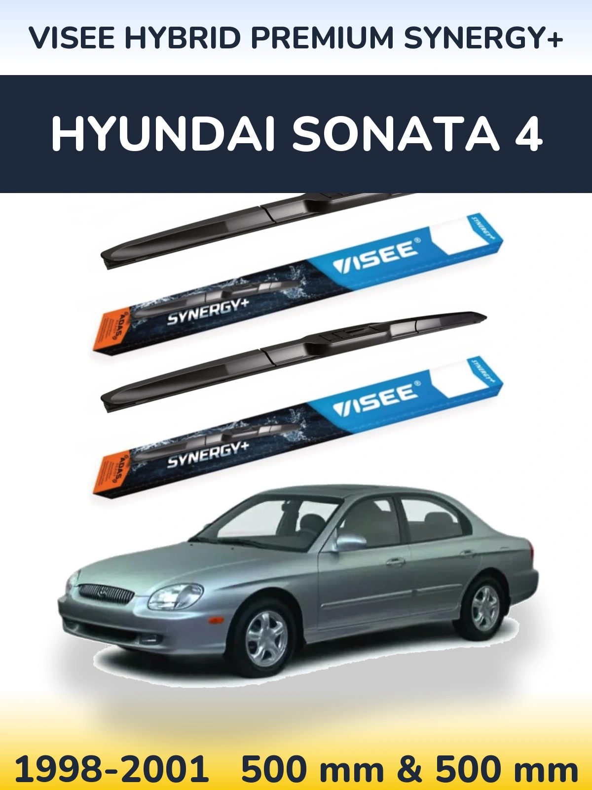 Komplet przednich wycieraczek VISEE HYBRID PREMIUM SYNERGY+ 500 & 500 mm do Hyundai Sonata 4 1998-2001