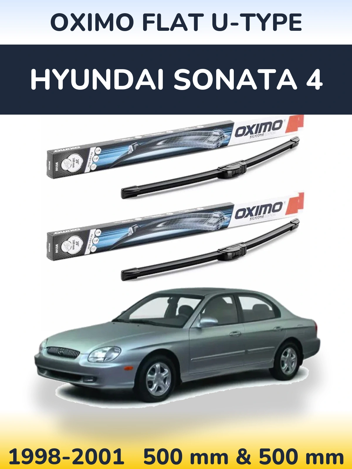 Komplet przednich wycieraczek Oximo Flat U-type 500 & 500 mm do Hyundai Sonata 4 1998-2001