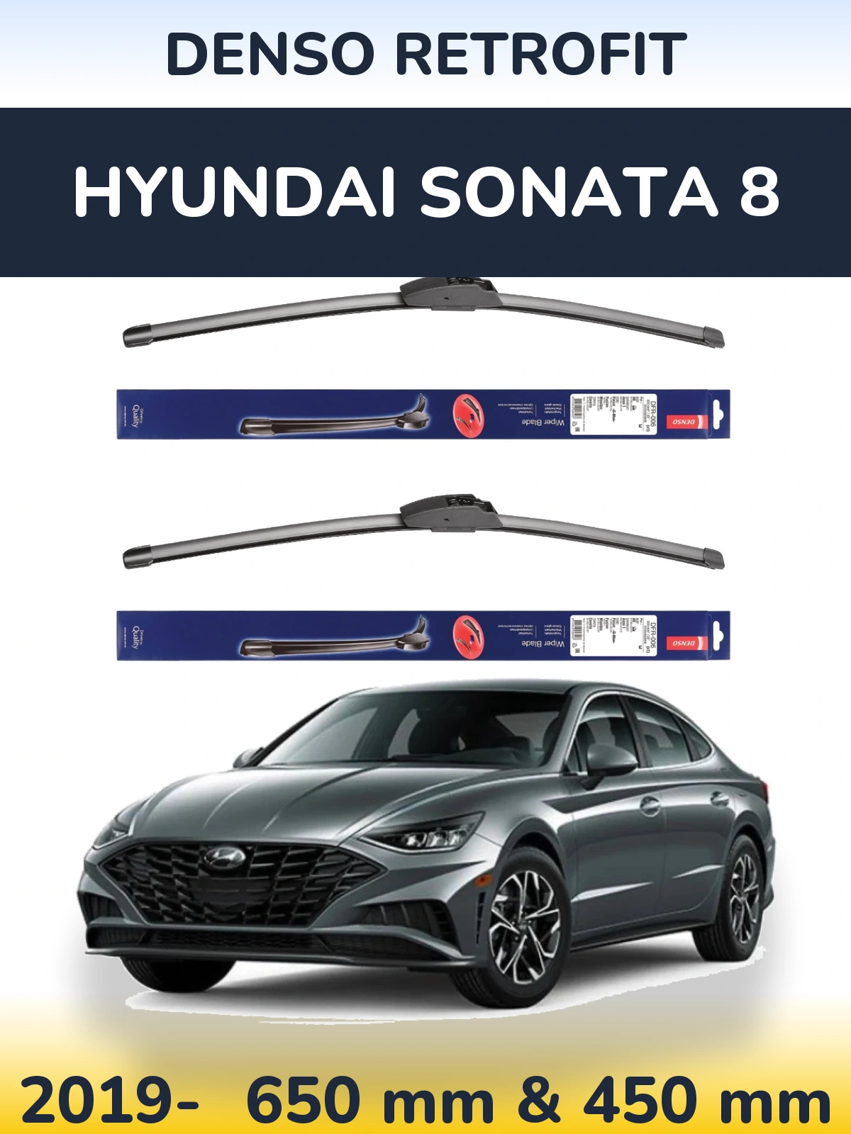 Komplet przednich wycieraczek Denso Retrofit 650 & 450 mm do Hyundai Sonata 8 2019-2026