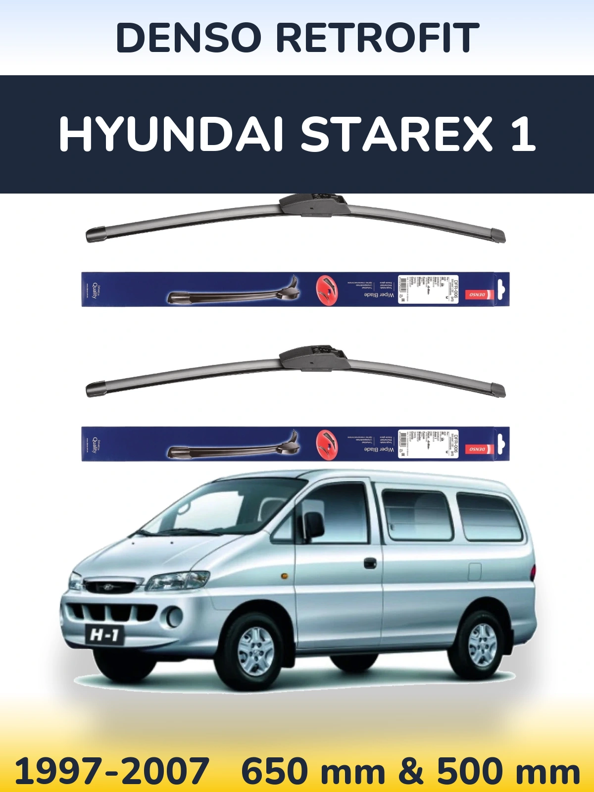 Комплект передних дворников Denso Retrofit 650 & 500 мм для Hyundai Starex 1 1997-2007