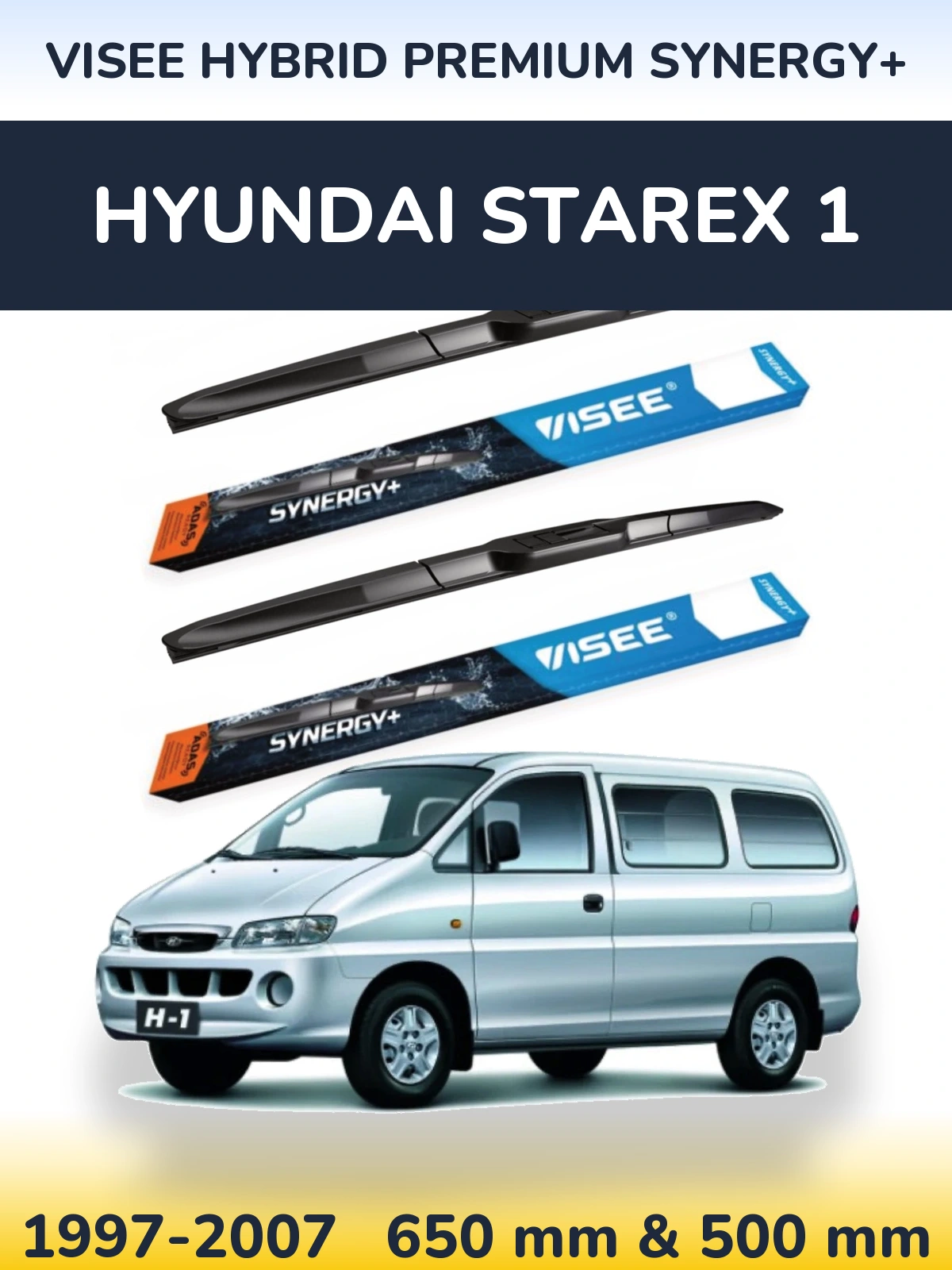 Komplet przednich wycieraczek VISEE HYBRID PREMIUM SYNERGY+ 650 & 500 mm do Hyundai Starex 1 1997-2007