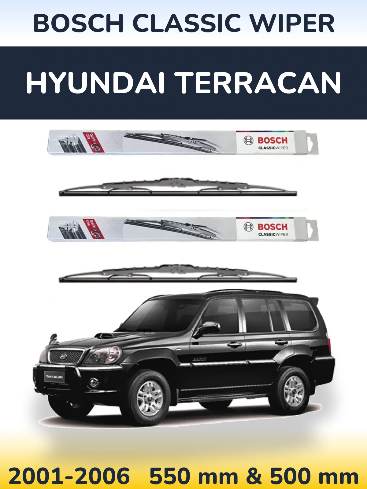 Komplet przednich wycieraczek BOSCH Classic Wiper 550 & 500 mm do Hyundai Terracan 2001-2006