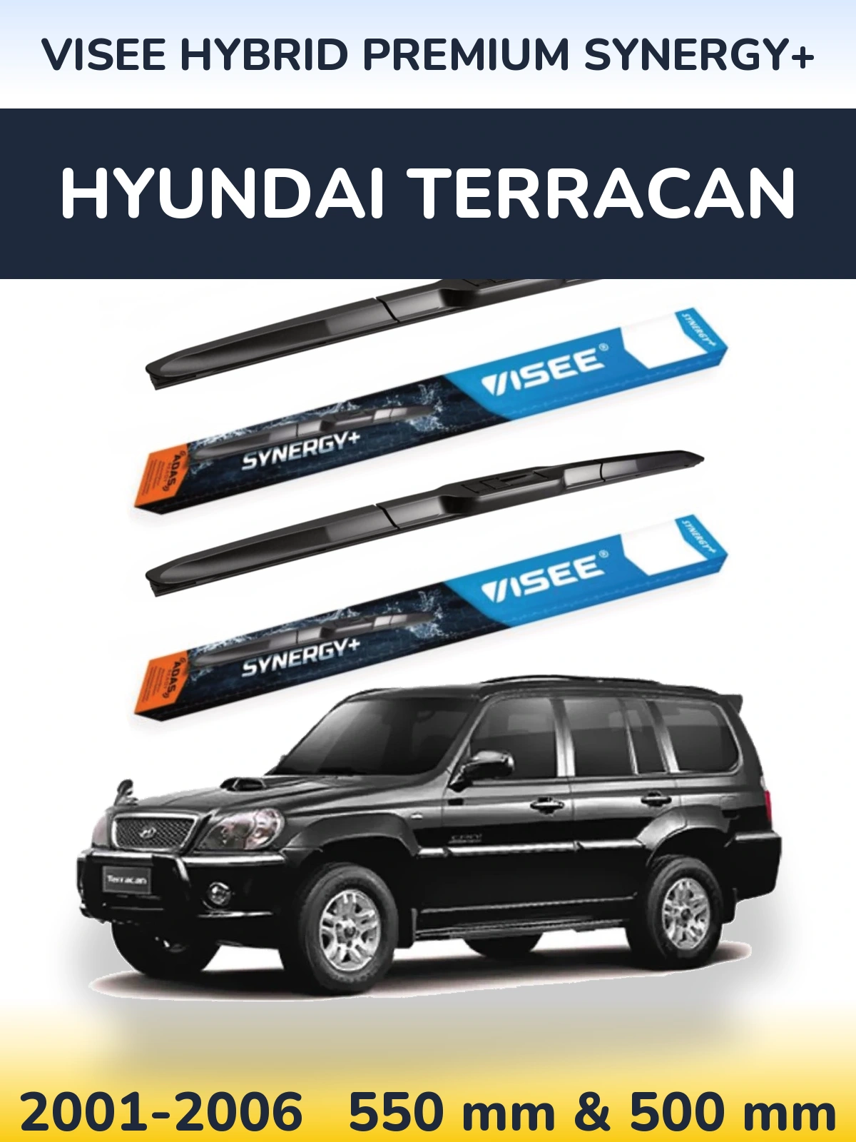 Komplet przednich wycieraczek VISEE HYBRID PREMIUM SYNERGY+ 550 & 500 mm do Hyundai Terracan 2001-2006