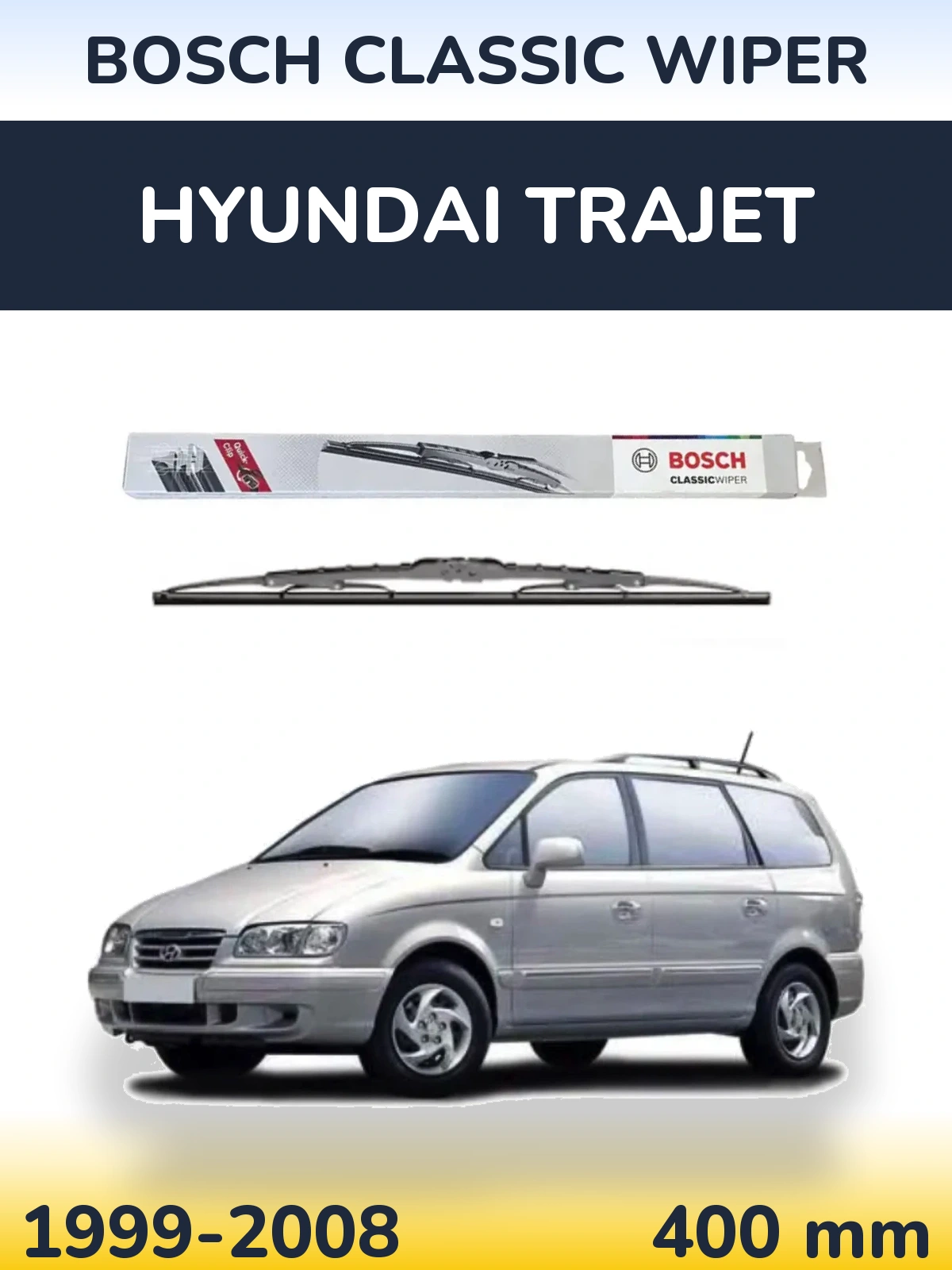 Rear wiper blade BOSCH Classic Wiper 400 mm for Hyundai Trajet 1999-2008