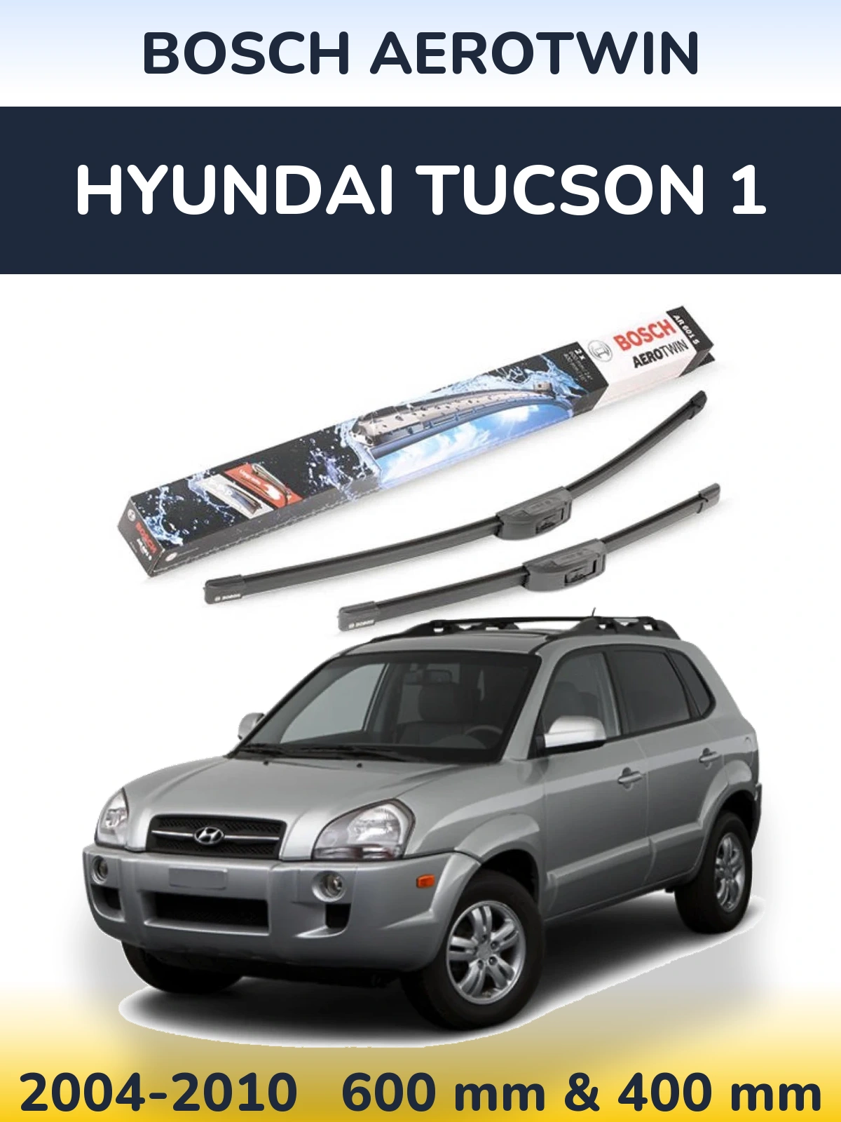 Komplet przednich wycieraczek BOSCH AeroTwin 600 & 400 mm do Hyundai Tucson 1 2004-2010