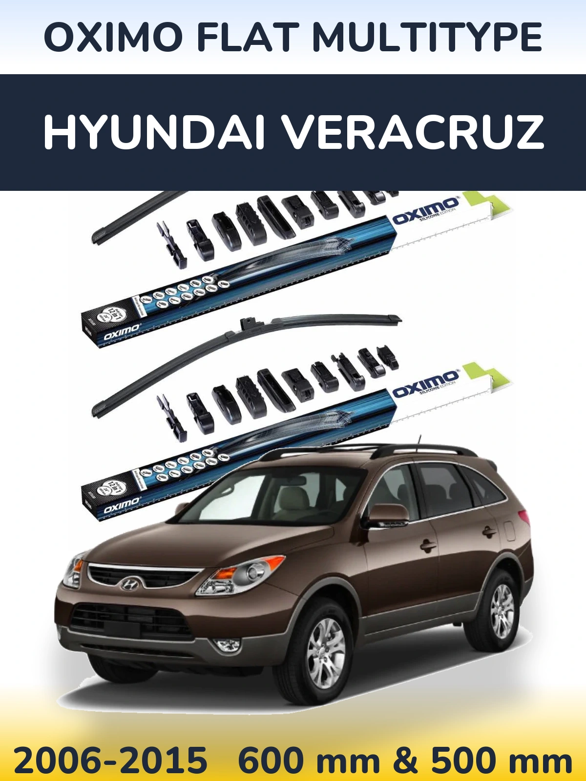 Komplet przednich wycieraczek Oximo Flat MultiType 600 & 500 mm do Hyundai Veracruz 2006-2015