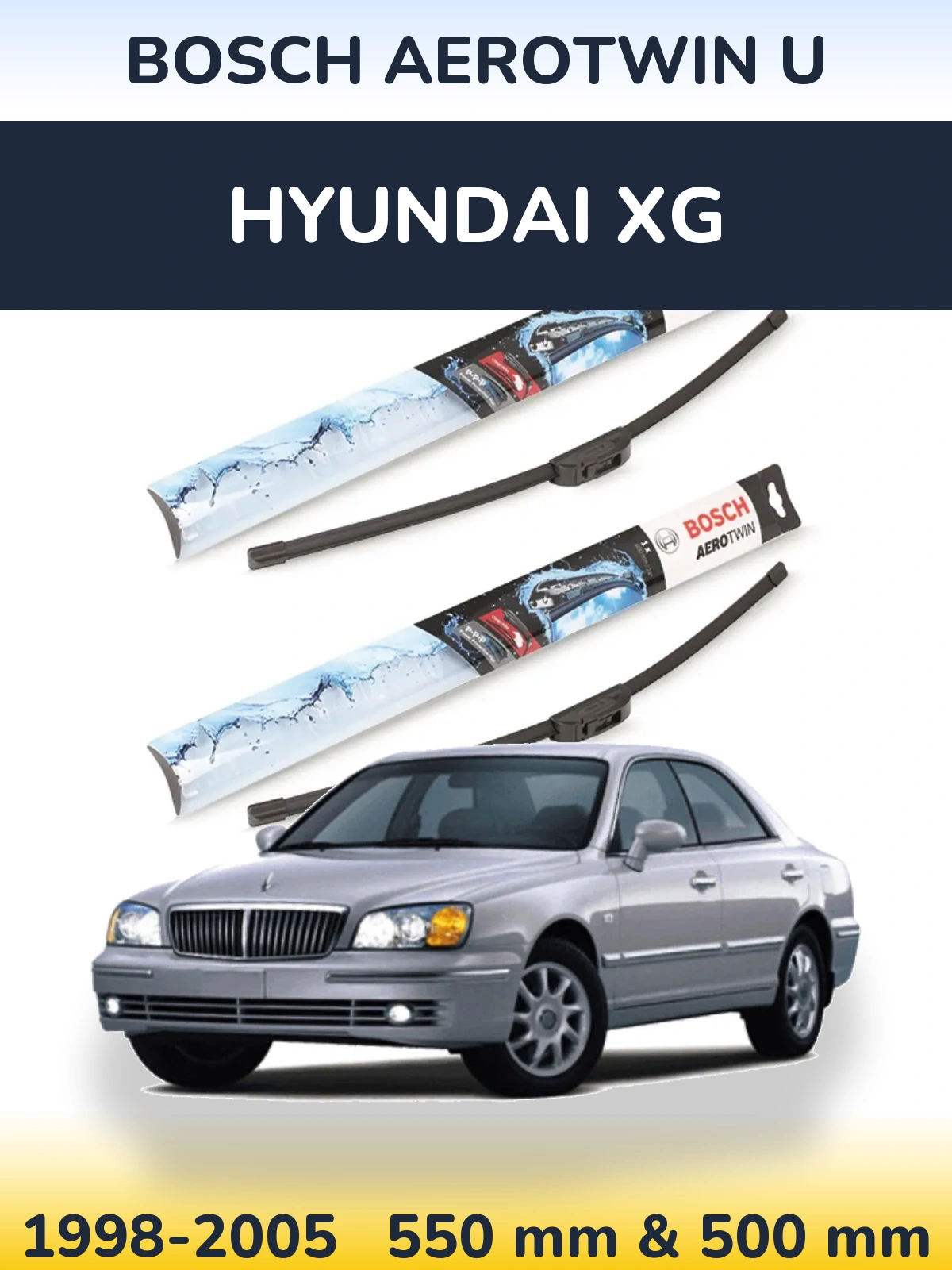Komplet przednich wycieraczek BOSCH AeroTwin U 550 & 500 mm do Hyundai XG 1998-2005