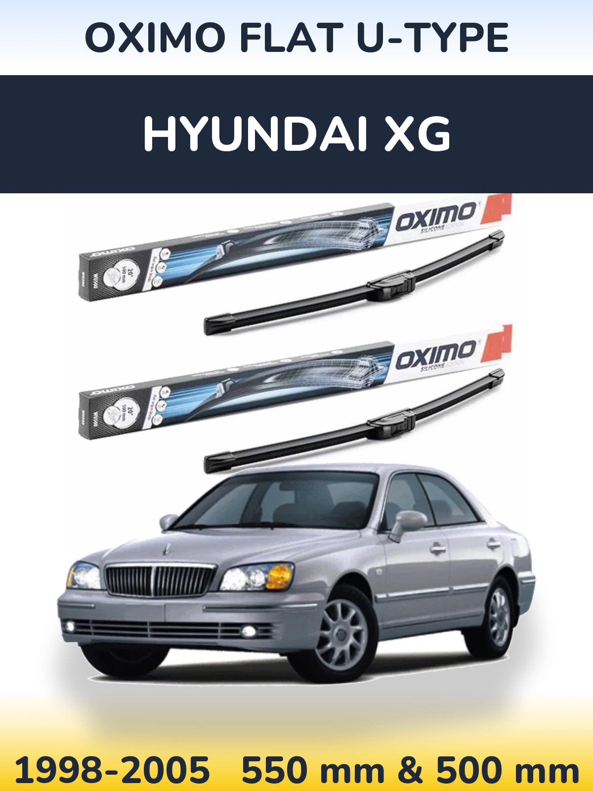 Komplet przednich wycieraczek Oximo Flat U-type 550 & 500 mm do Hyundai XG 1998-2005