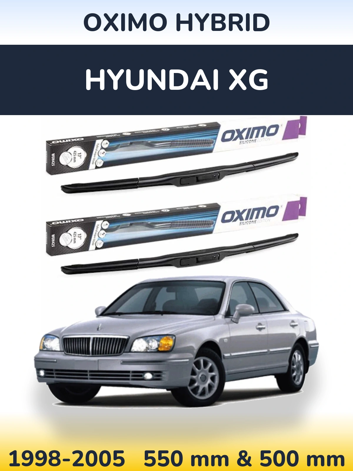 Комплект передних дворников Oximo Hybrid 550 & 500 мм для Hyundai XG 1998-2005
